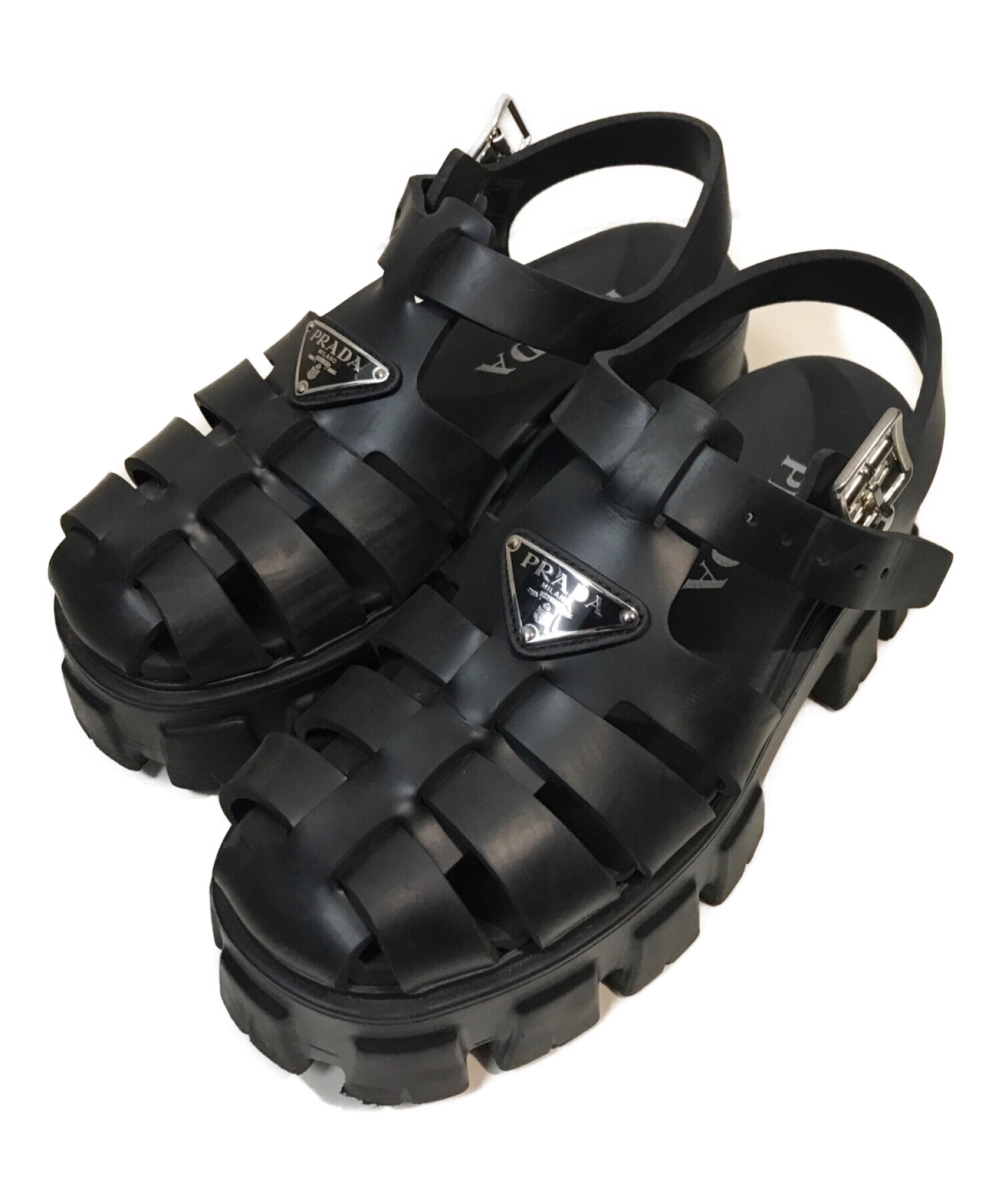PRADA プラダ ラバーサンダル 黒36サイズ靴/シューズ