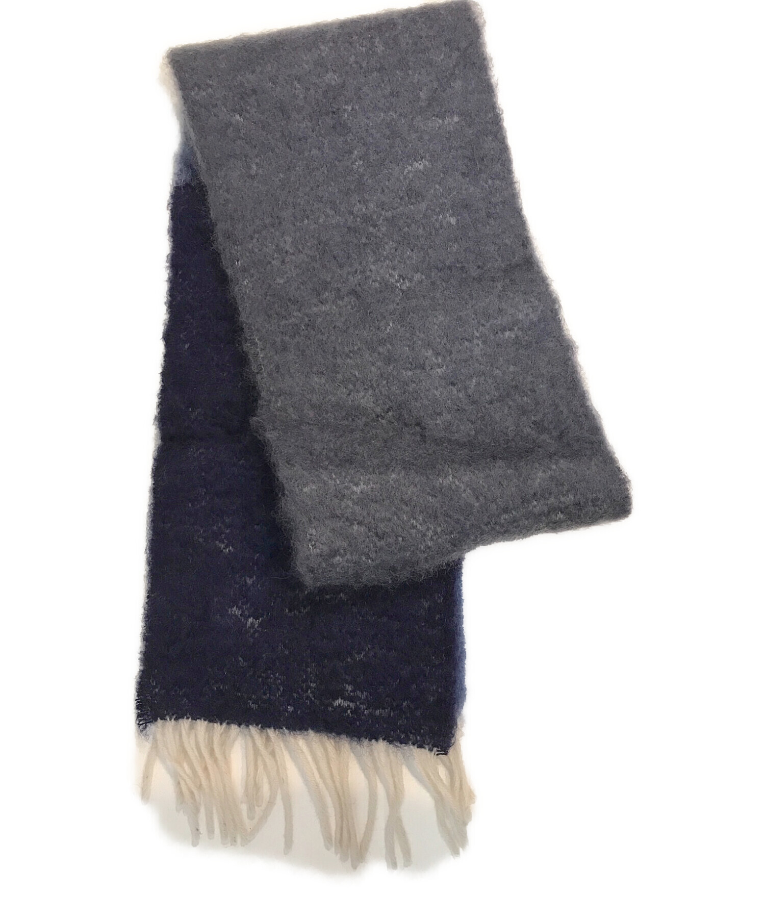 LOEWE (ロエベ) ストライプ スカーフ モヘア&ウール ブルー サイズ:23×185