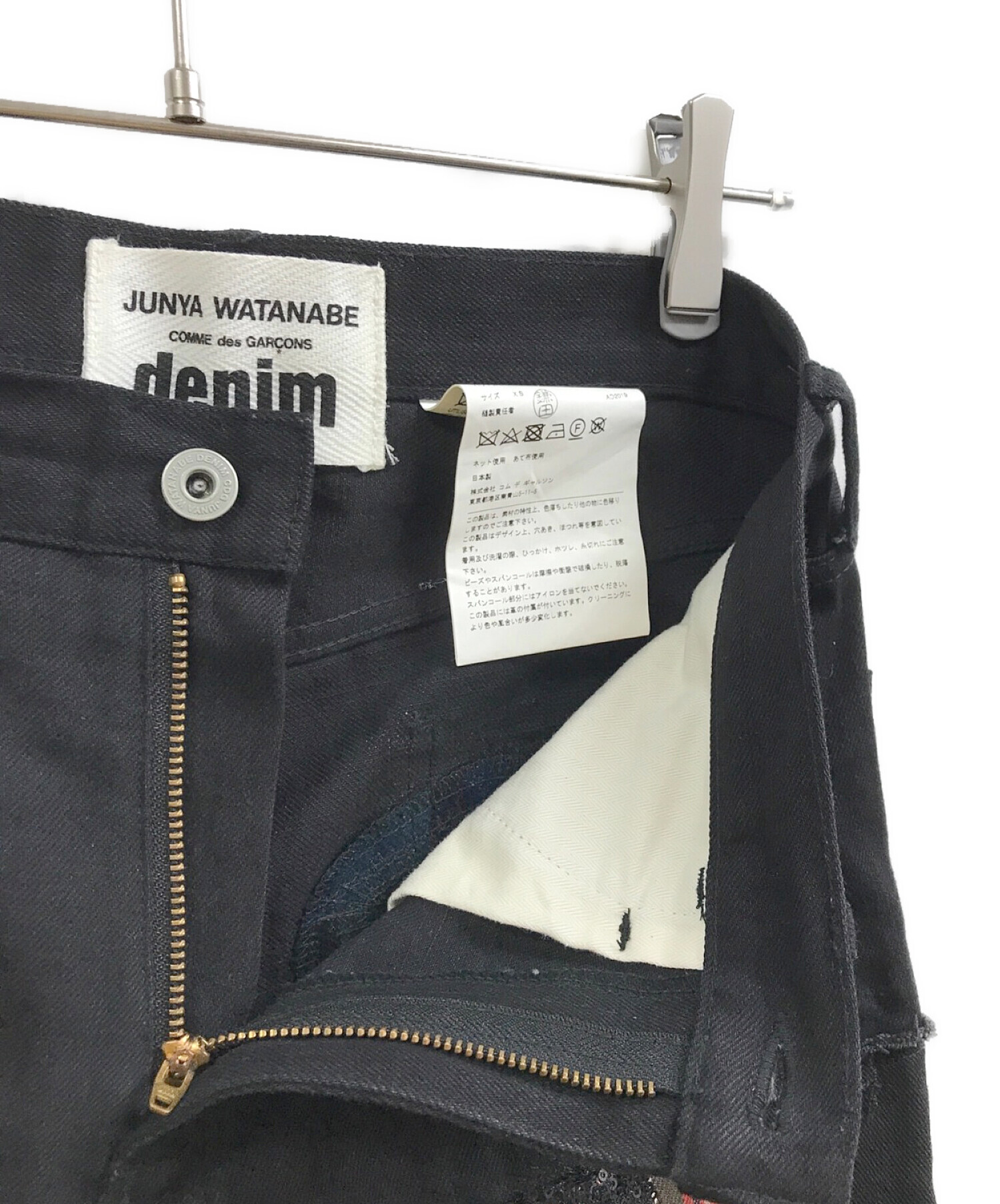 JUNYA WATANABE CDG DENIM (ジュンヤワタナベ コムデギャルソン デニム) 19AWパッチワークデニムパンツ ブラック  サイズ:XS