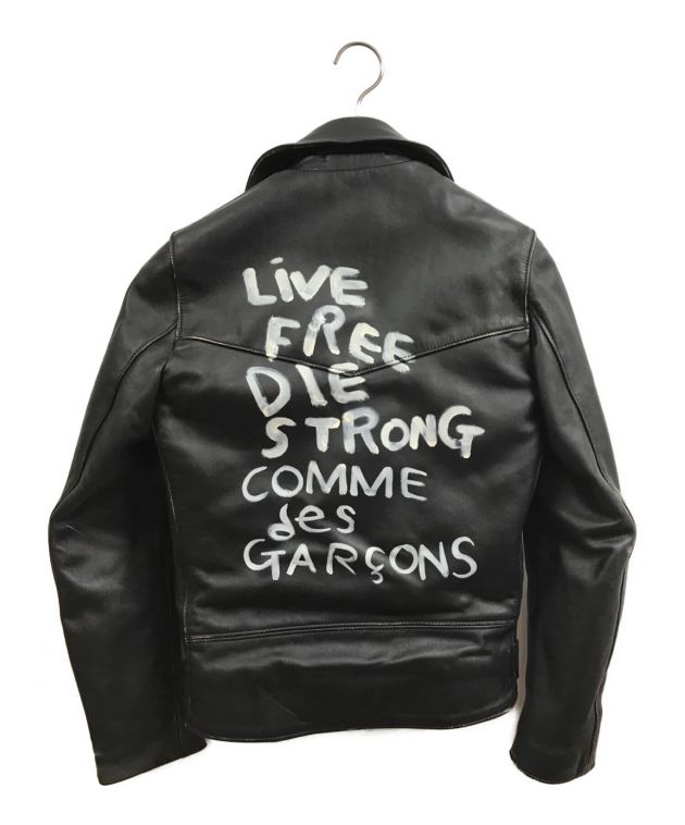 中古・古着通販】COMME des GARCONS (コムデギャルソン) Lewis Leathers (ルイスレザース) ライトニングダメージ加工 ダブルライダースジャケット ブラック サイズ:34｜ブランド・古着通販 トレファク公式【TREFAC FASHION】スマホサイト