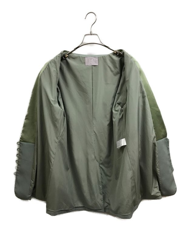 J1U by LA BELLE ETUDE (ジユウバイラベルエチュード) 袖スリット異素材テーラードジャケット グリーン サイズ:FREE