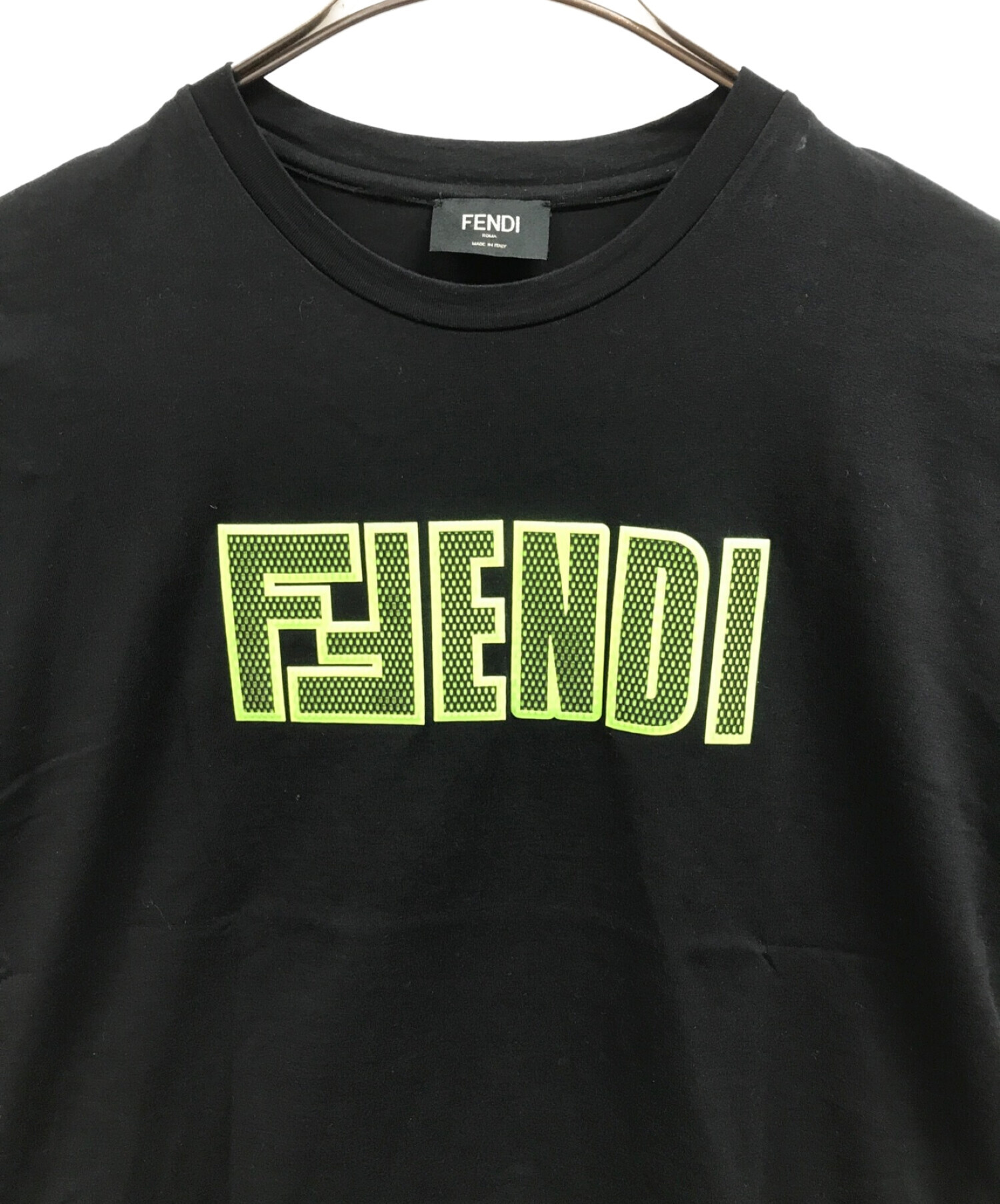 FENDI (フェンディ) FFロゴ クルーネック半袖Tシャツ ブラック サイズ:XS