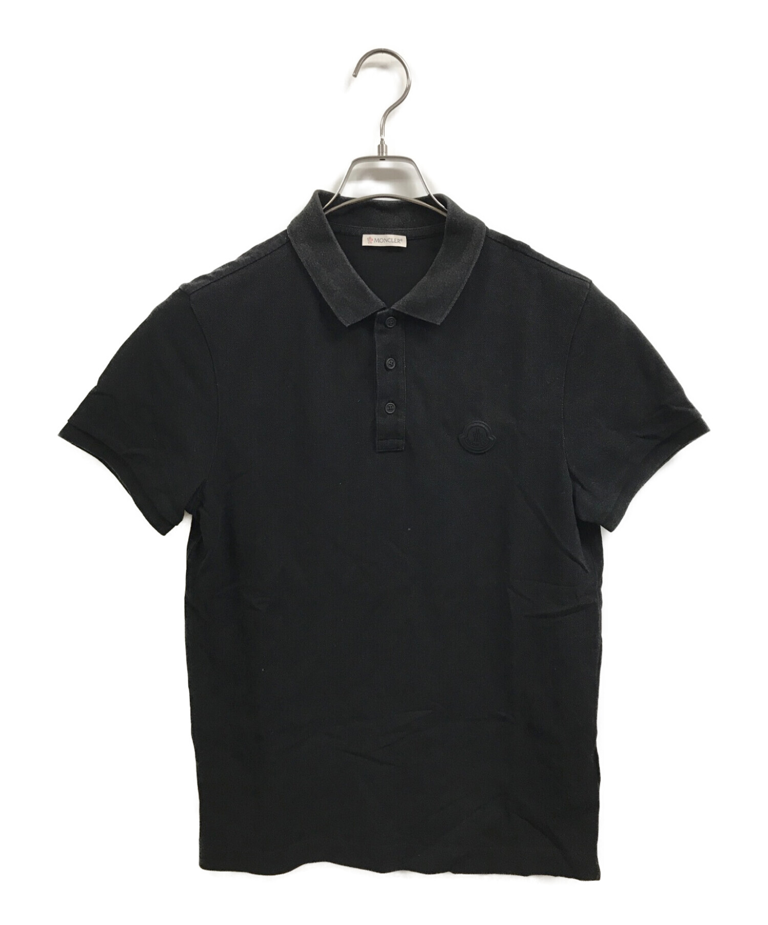 MONCLER (モンクレール) ラバーワッペンポロシャツ ブラック サイズ:S