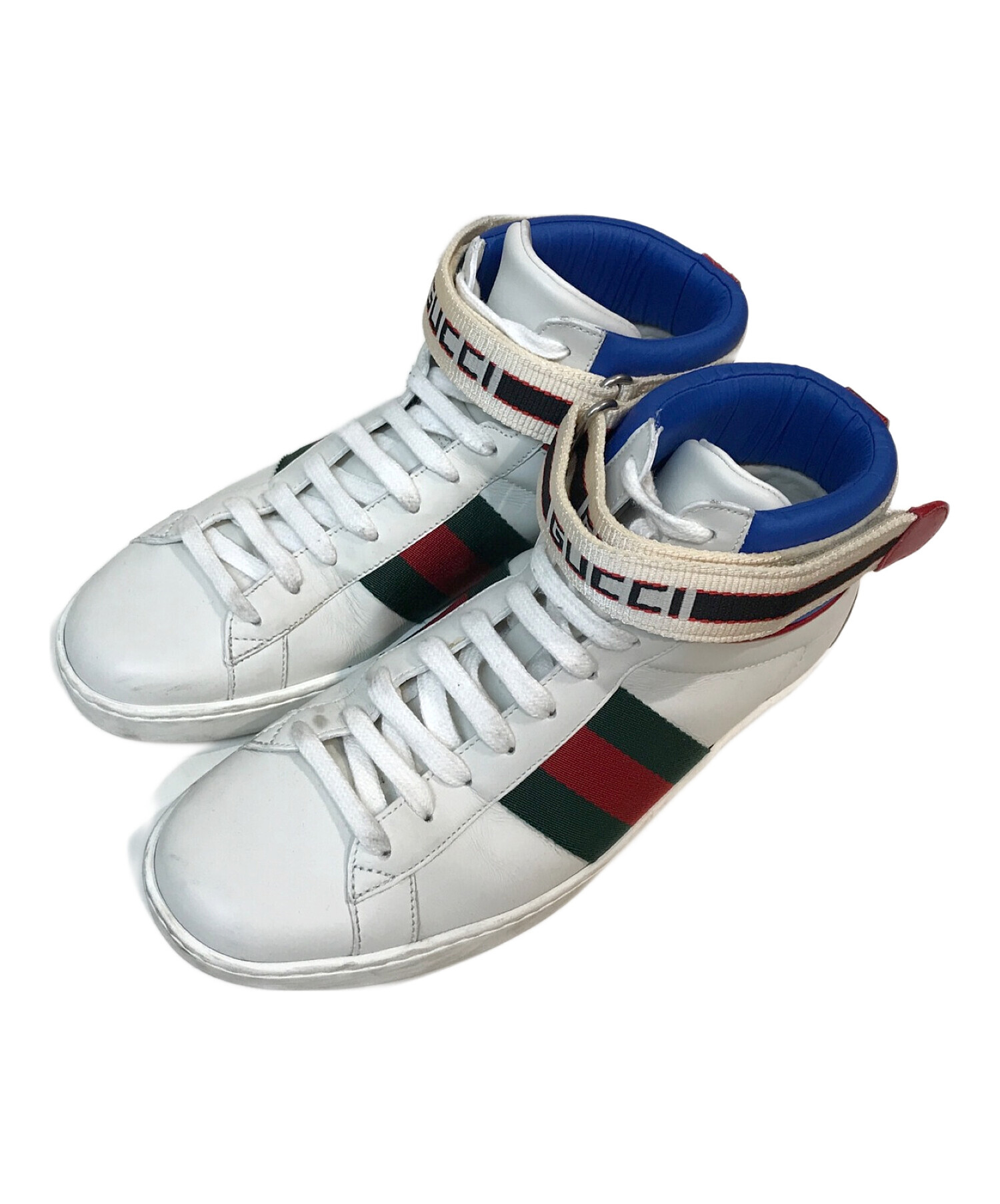 中古・古着通販】GUCCI (グッチ) stripe high-top sneaker ホワイト 