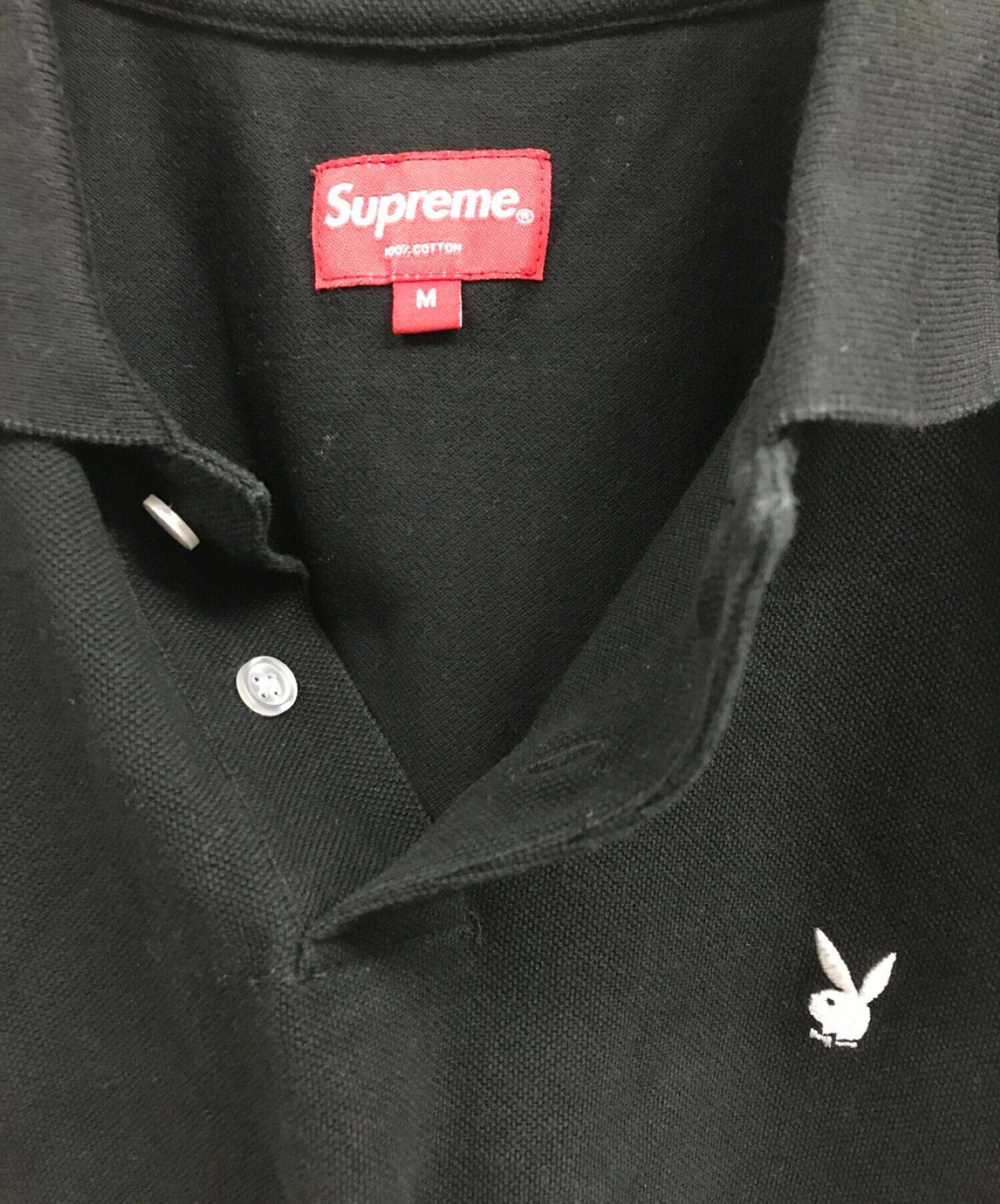 SUPREME (シュプリーム) PLAY BOY (プレイボーイ) Playboy Pique Polo Shirt ブラック サイズ:M