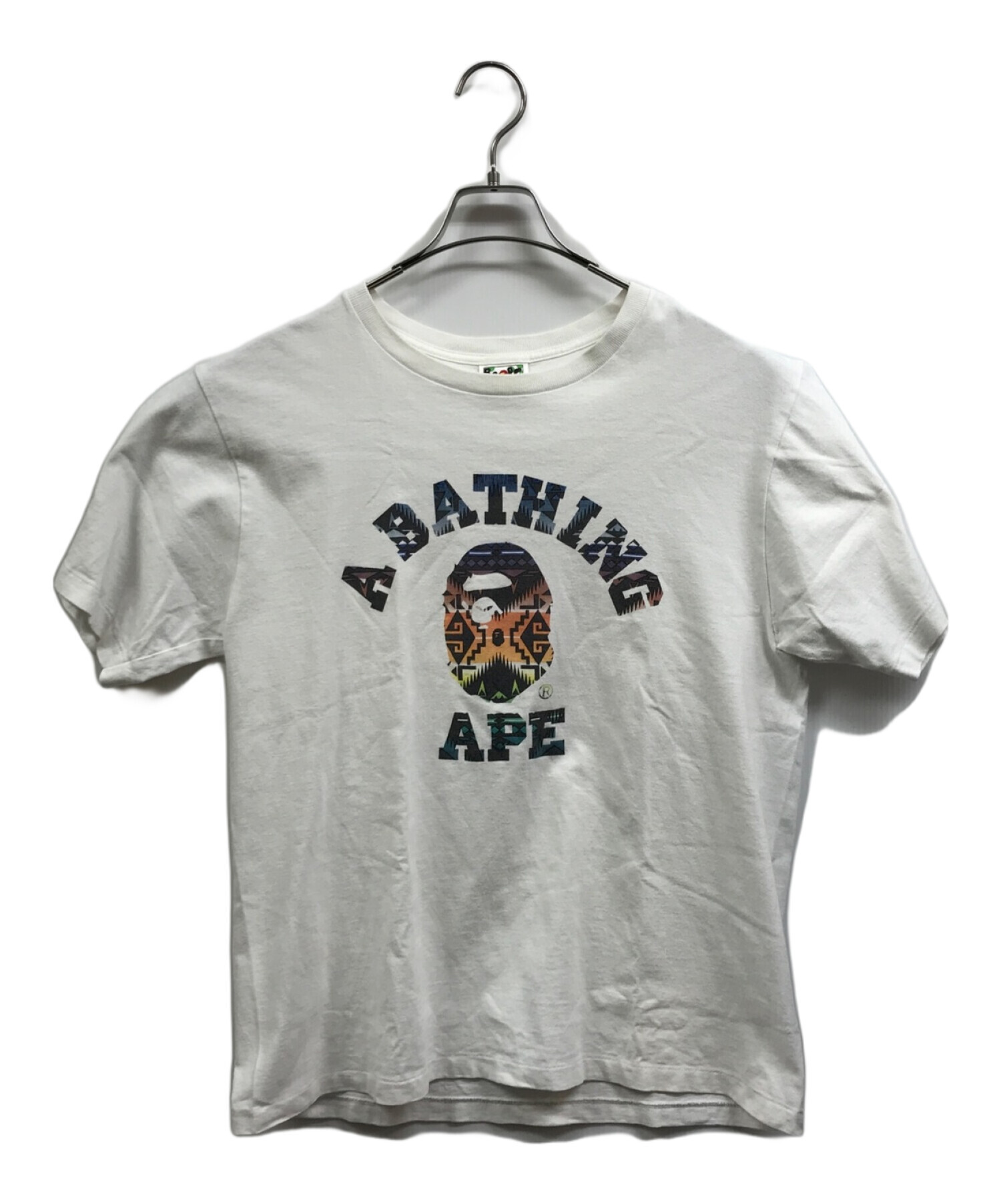 A BATHING APE (アベイシングエイプ) ネイティブ柄プリントTシャツ ホワイト サイズ:L