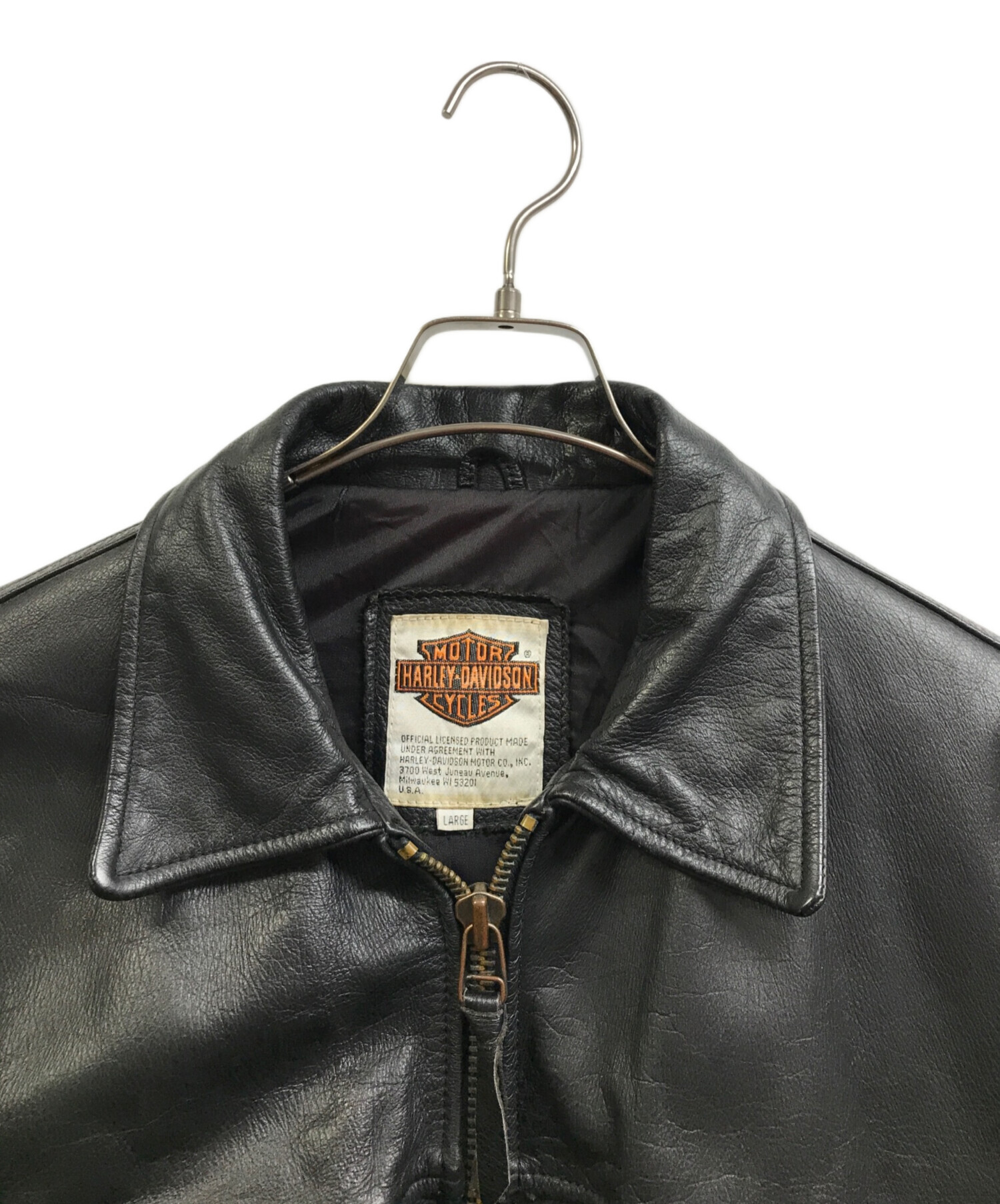 中古・古着通販】HARLEY-DAVIDSON (ハーレーダビッドソン) シングルレザージャケット ブラック サイズ:L｜ブランド・古着通販  トレファク公式【TREFAC FASHION】スマホサイト