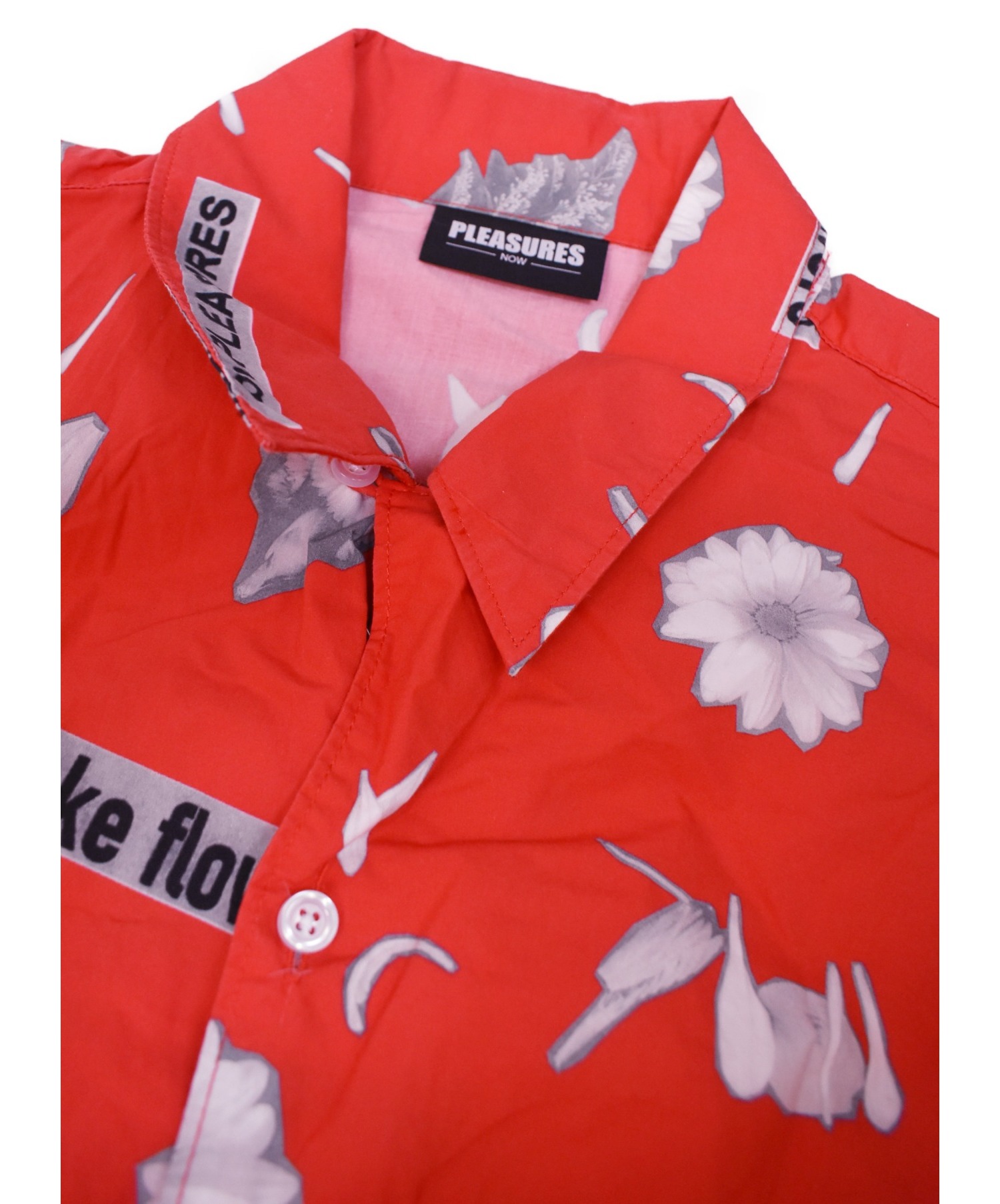 PLEASURES (プレジャーズ) 18SS/FAKE FLOWERS CAMP SHIRT レッド サイズ:L