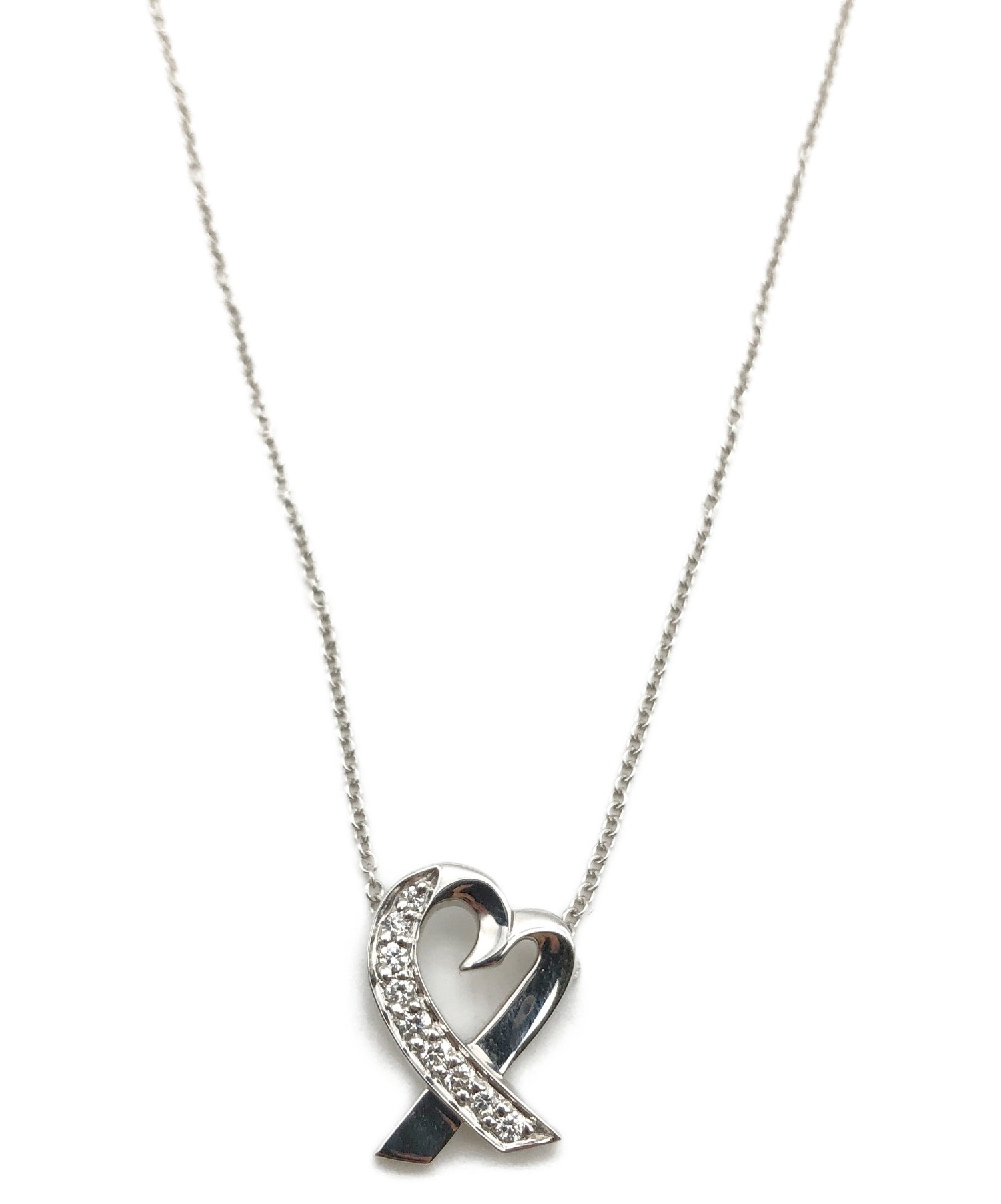 Tiffany & Co. (ティファニー) ラビングハートネックレス サイズ:- K18WG 3.4g ダイヤモンド