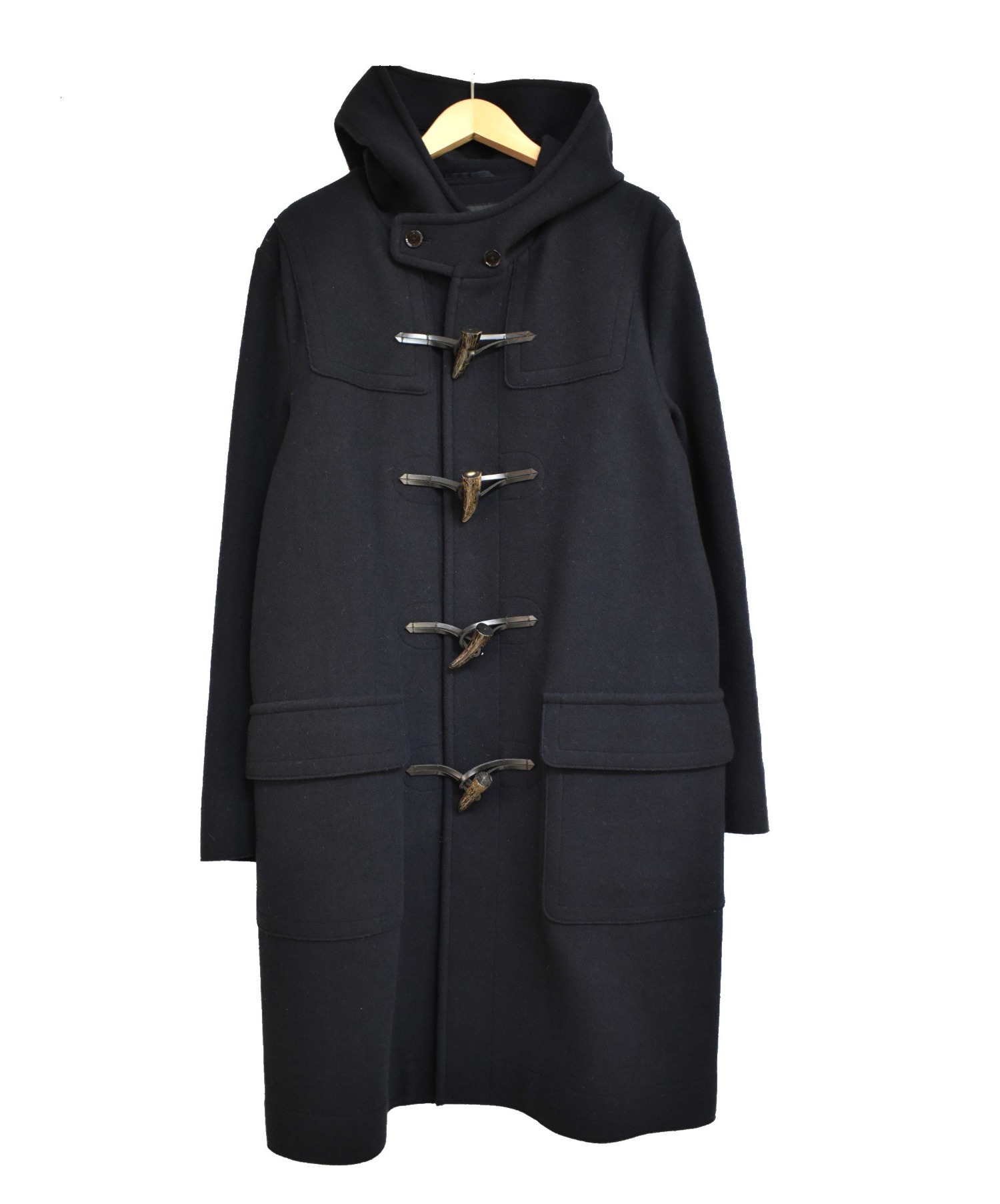 SANYO (サンヨー) ウールジャージー ロング ダッフルコート ネイビー サイズ:L Flat-Seam Coat シリーズ