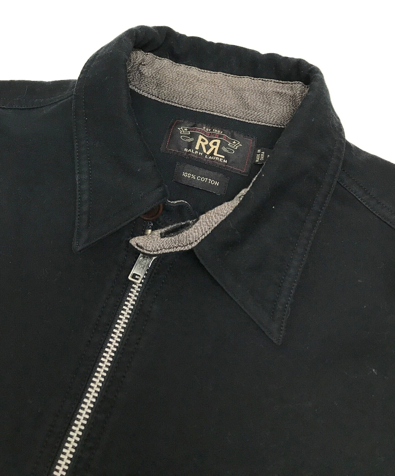 RRL (ダブルアールエル) プルオーバーハーフジップシャツ ブラック サイズ:M