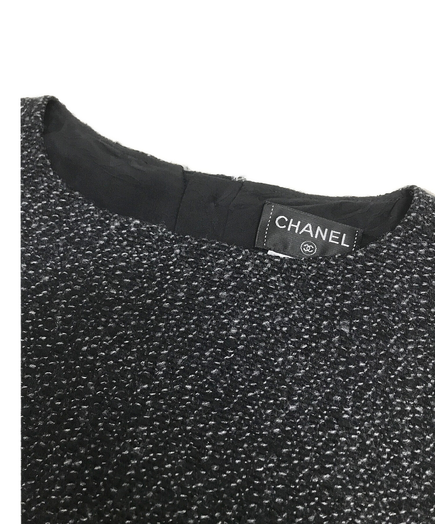 CHANEL (シャネル) ココマークノースリーブツイードブラウス グレー サイズ:36