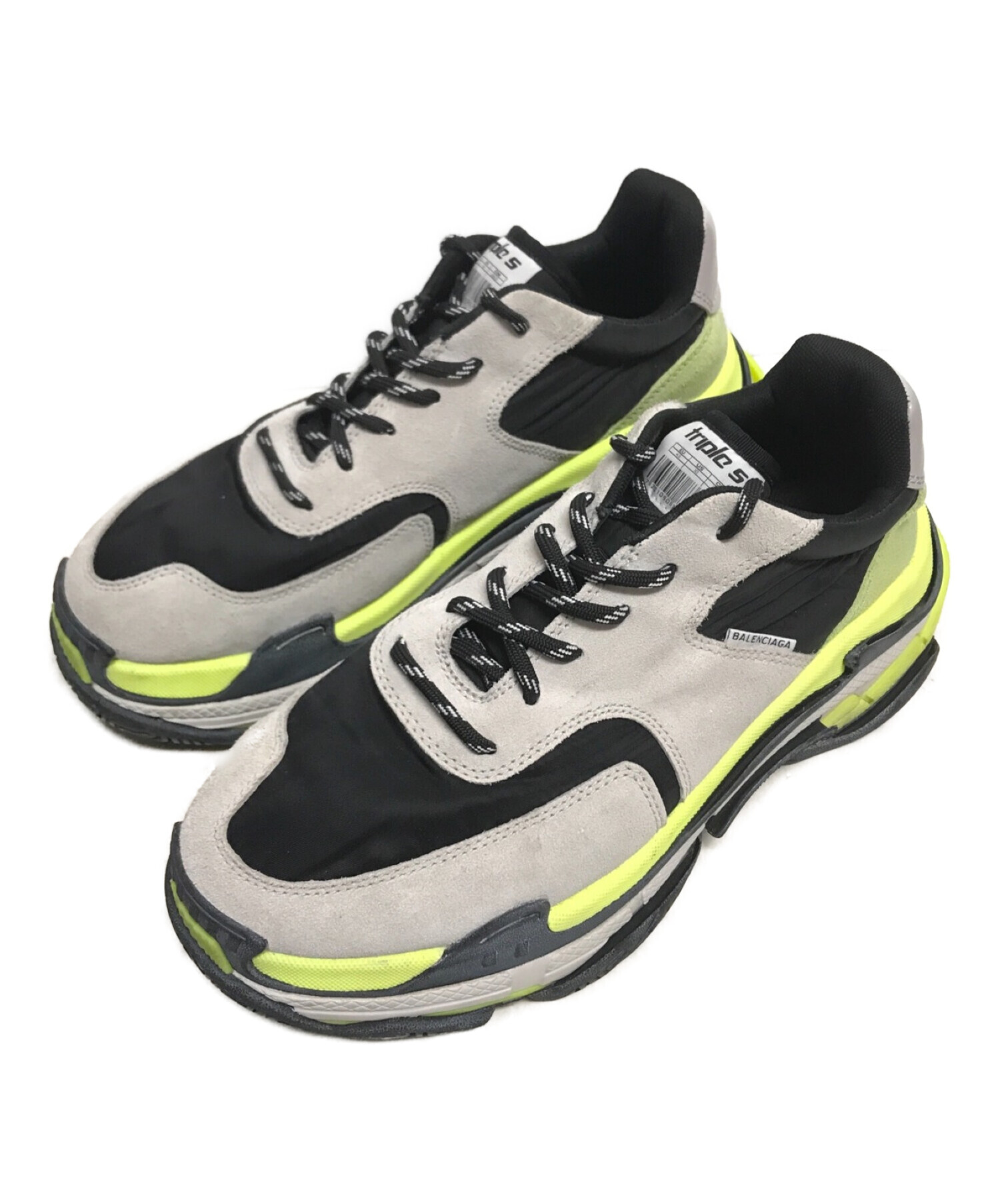 BALENCIAGA triple s ダットスニーカー グレー×イエロー