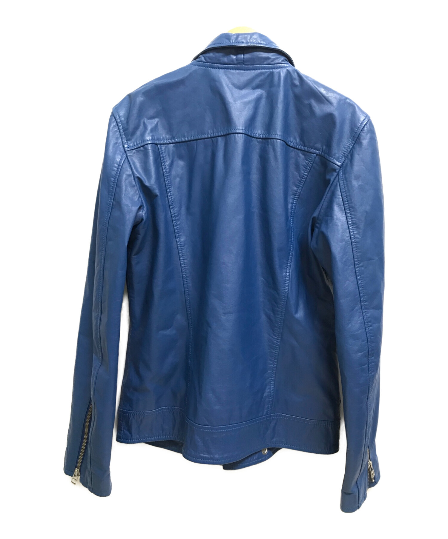 VANQUISH (ヴァンキッシュ) レザーダブルライダースジャケット ブルー サイズ:S