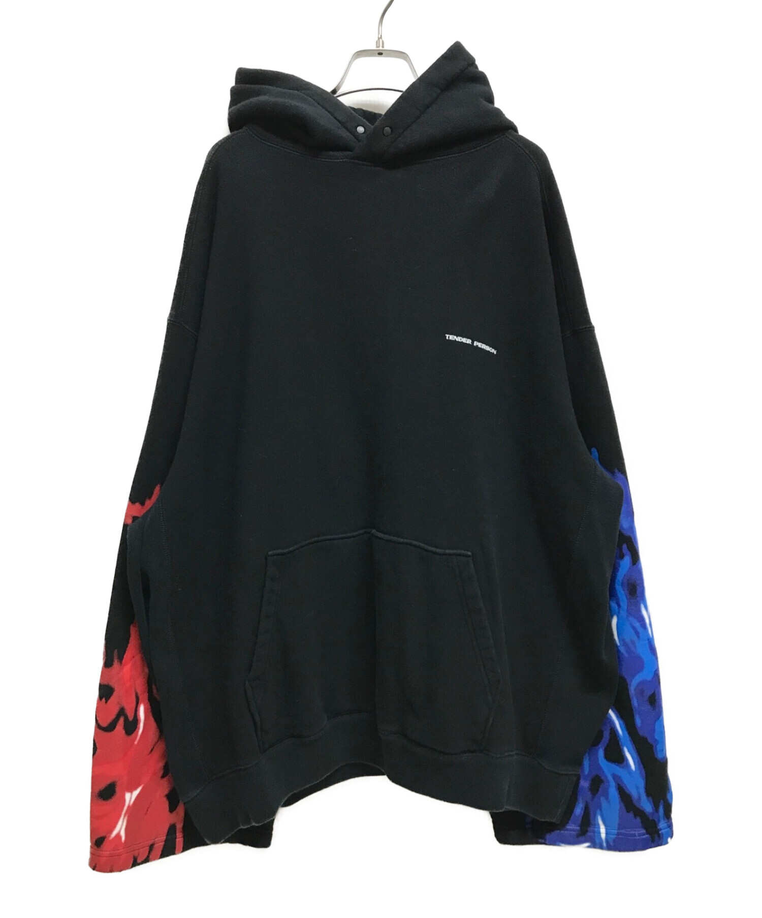 TENDER PERSON (テンダーパーソン) FLAME PATTERN HOODIE ブラック サイズ:2