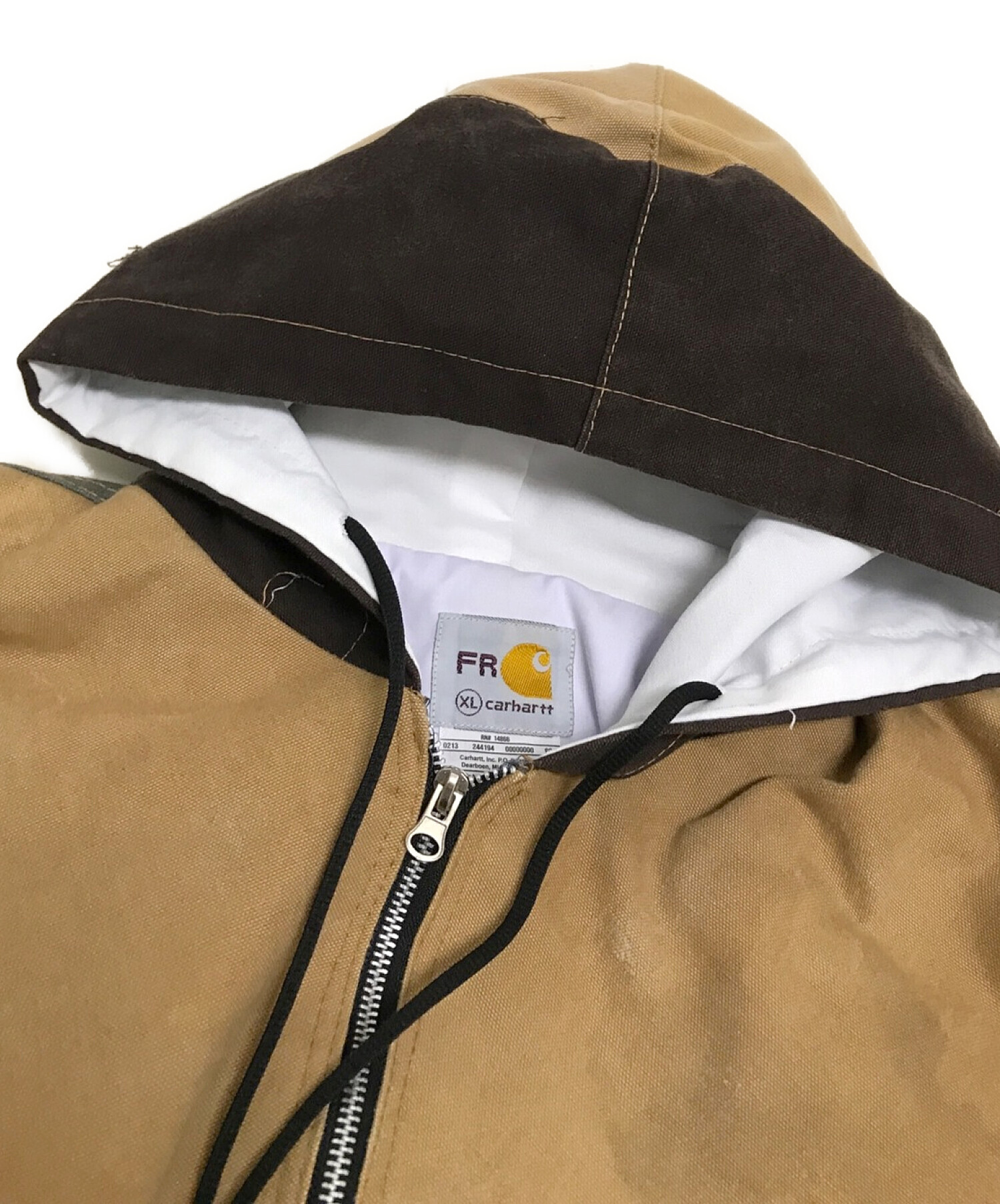 CarHartt (カーハート) パッチワークリメイクダックジャケット ベージュ サイズ:XL