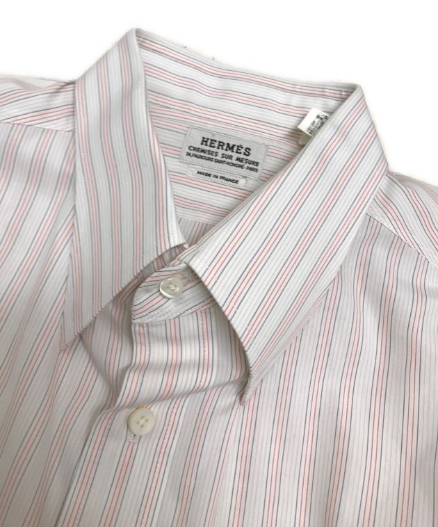 HERMES (エルメス) 袖セリエボタンストライプシャツ ピンク×ホワイト サイズ:下記参照