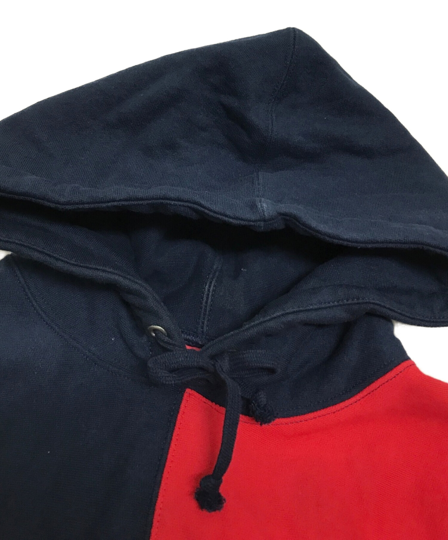 SUPREME (シュプリーム) Split Old English Hooded Sweatshirt ネイビー×レッド サイズ:L