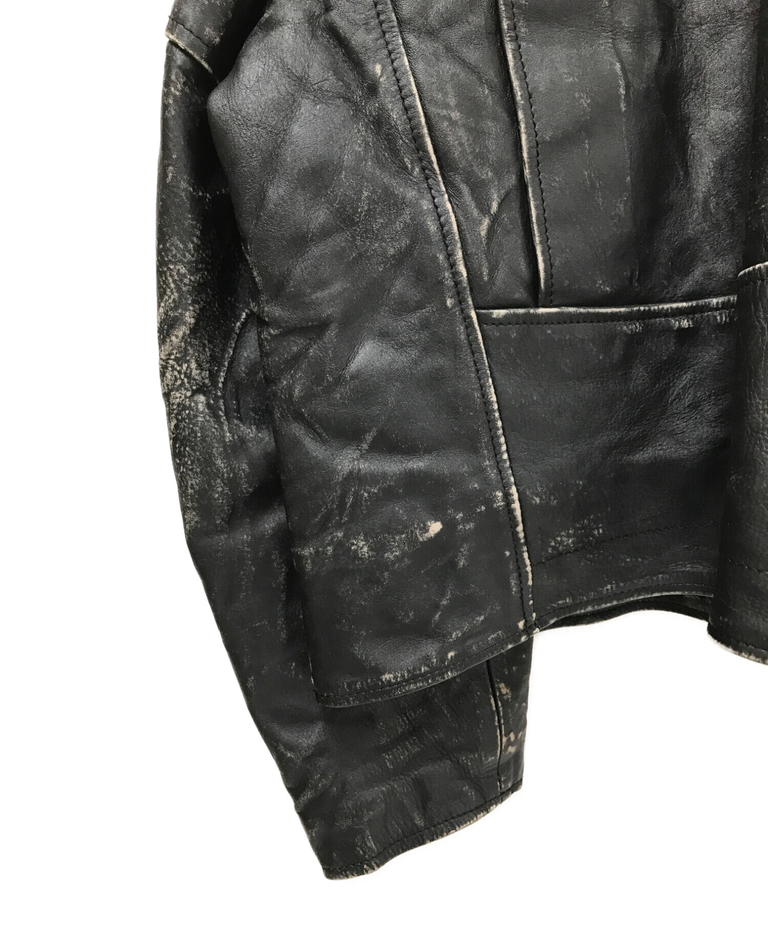 blackmeans×TARO HORIUCHI (ブラックミーンズ× タロウ ホリウチ) コラボ Damege Riders Jacket ブラック  サイズ:46