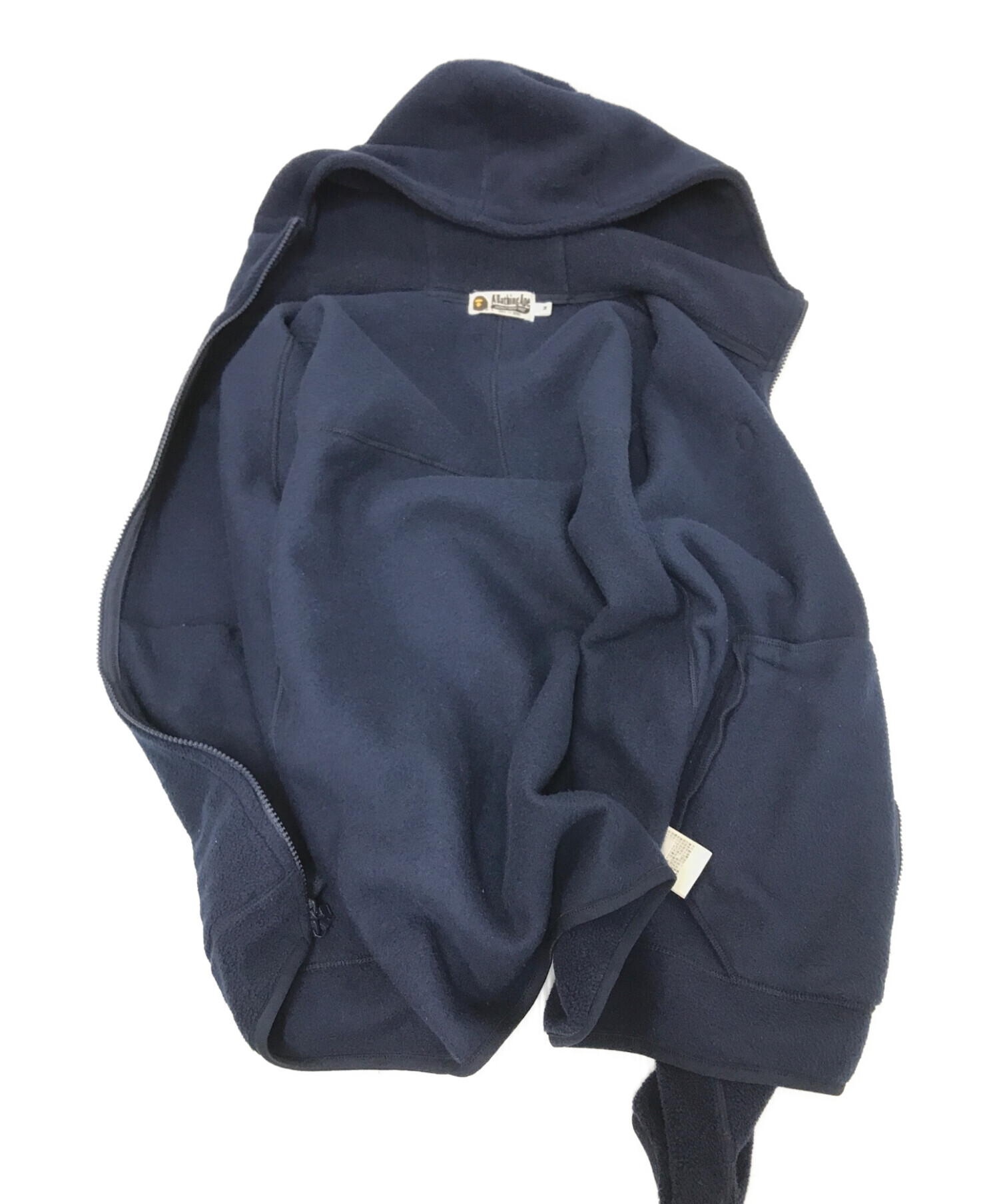 A BATHING APE (ア ベイシング エイプ) FLEECE ONE POINT ZIP HOODIE ネイビー サイズ:M