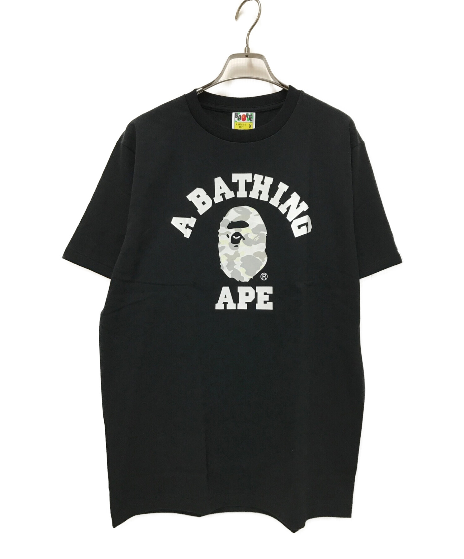 A BATHING APE (ア ベイシング エイプ) 猿迷彩カレッジロゴTシャツ ブラック サイズ:M 未使用品