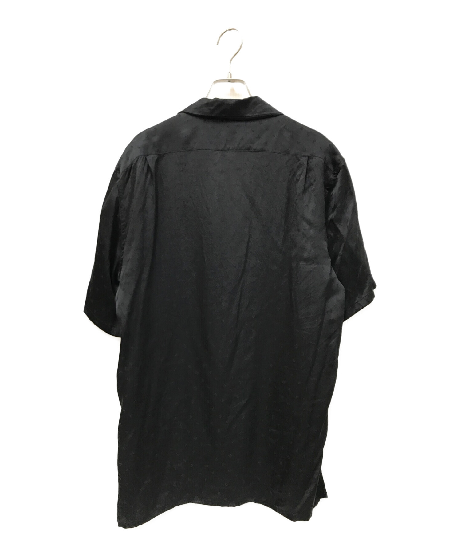 Saint Laurent Paris (サンローランパリ) アルファベットデザインシルク半袖シャツ ブラック サイズ:39