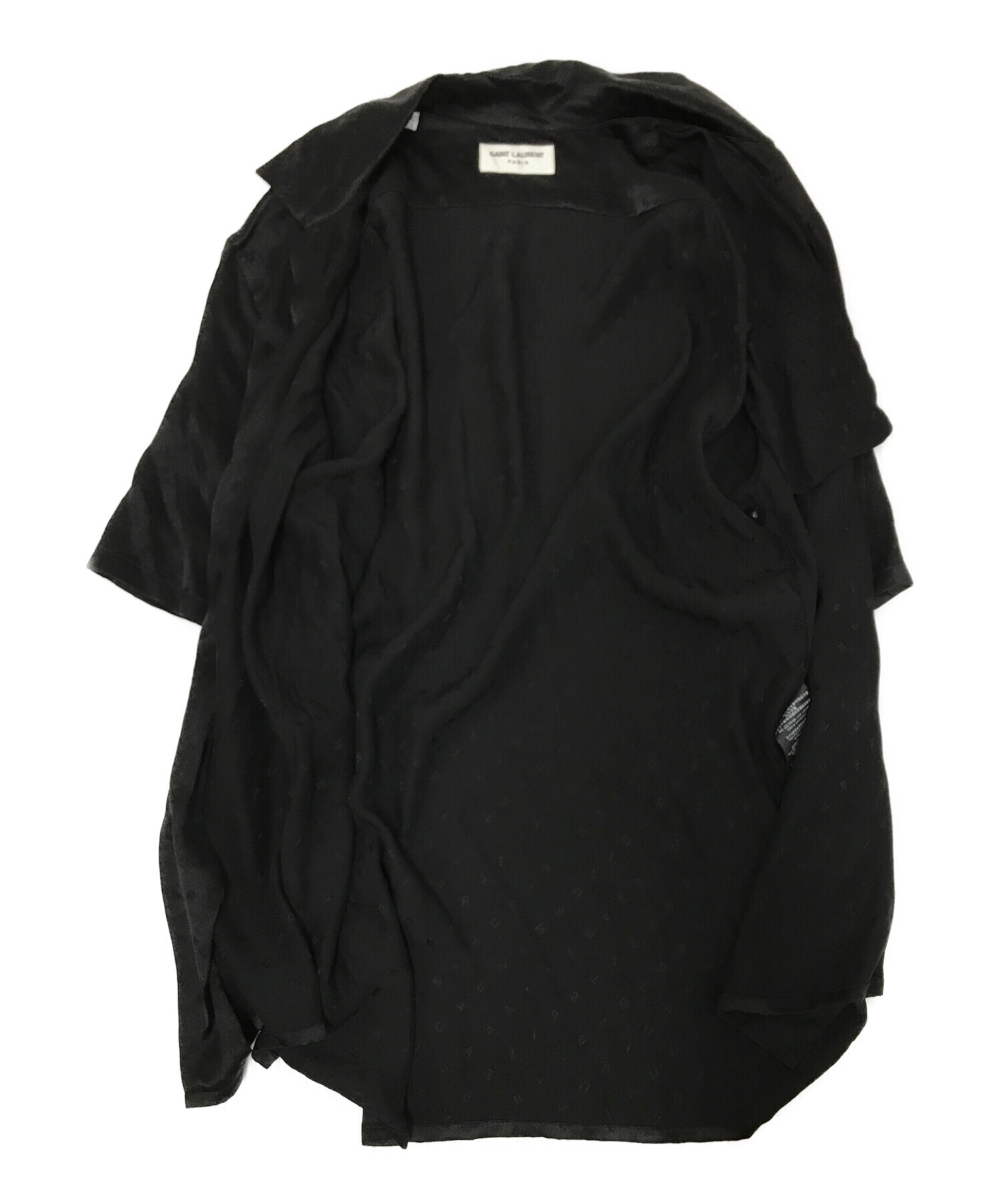 Saint Laurent Paris (サンローランパリ) アルファベットデザインシルク半袖シャツ ブラック サイズ:39