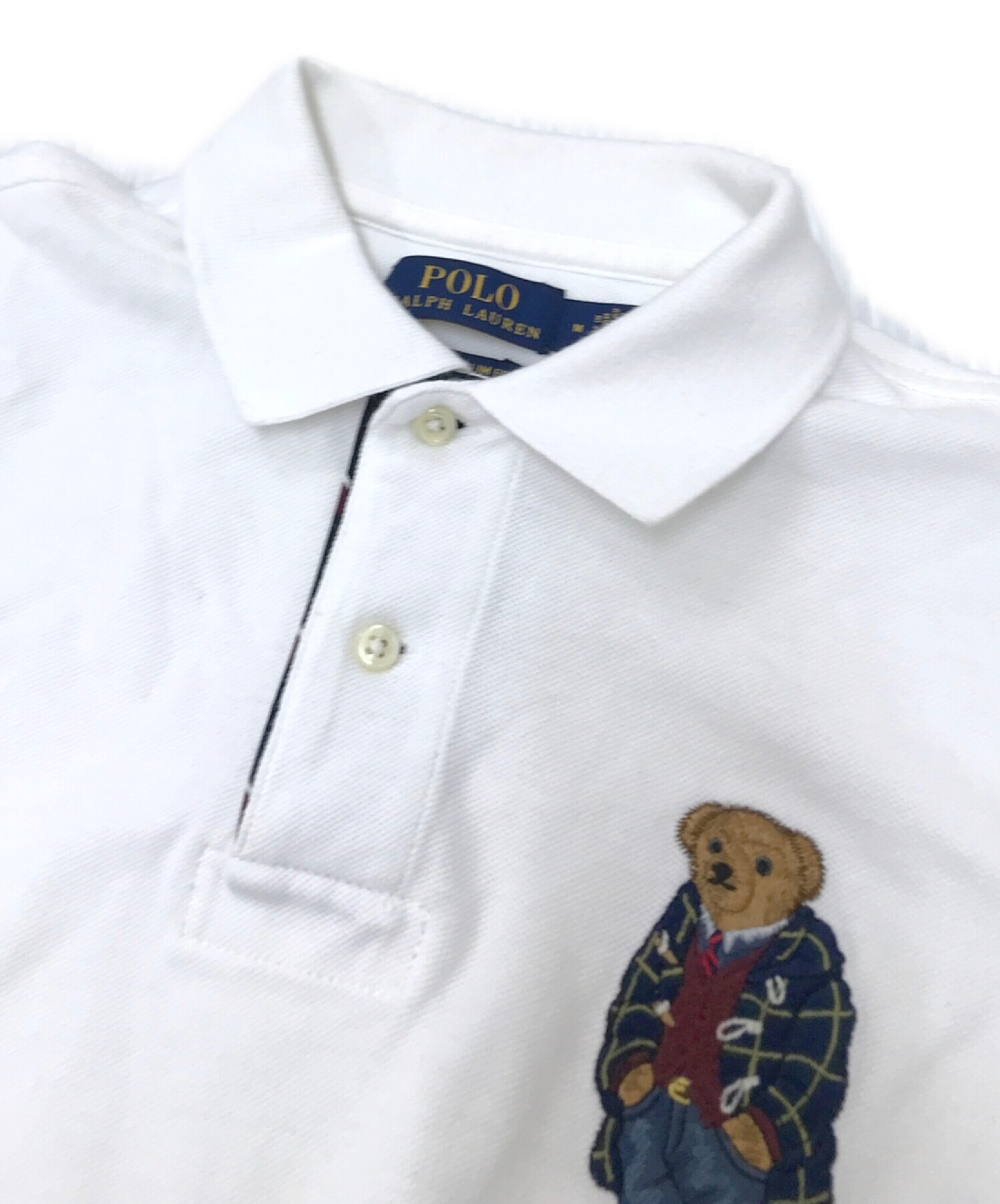 POLO RALPH LAUREN (ポロ・ラルフローレン) ビッグベア刺繍ポロシャツ ホワイト サイズ:Ｍ