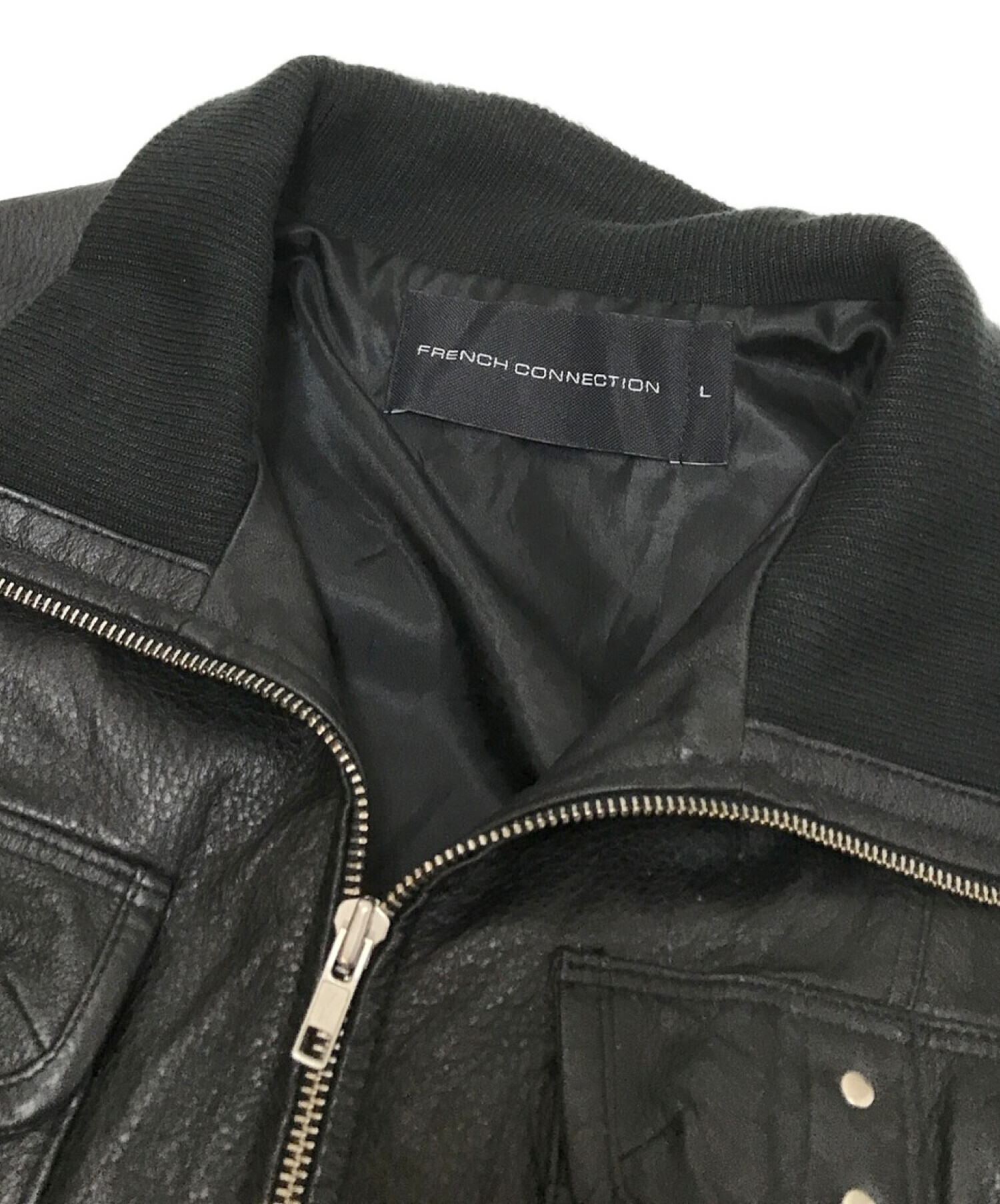 FRENCH CONNECTION (フレンチコネクション) レザージャケット ブラック サイズ:L
