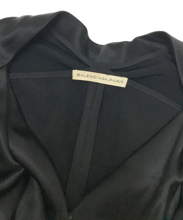 中古・古着通販】BALENCIAGA (バレンシアガ) Black Satin Gathered ...