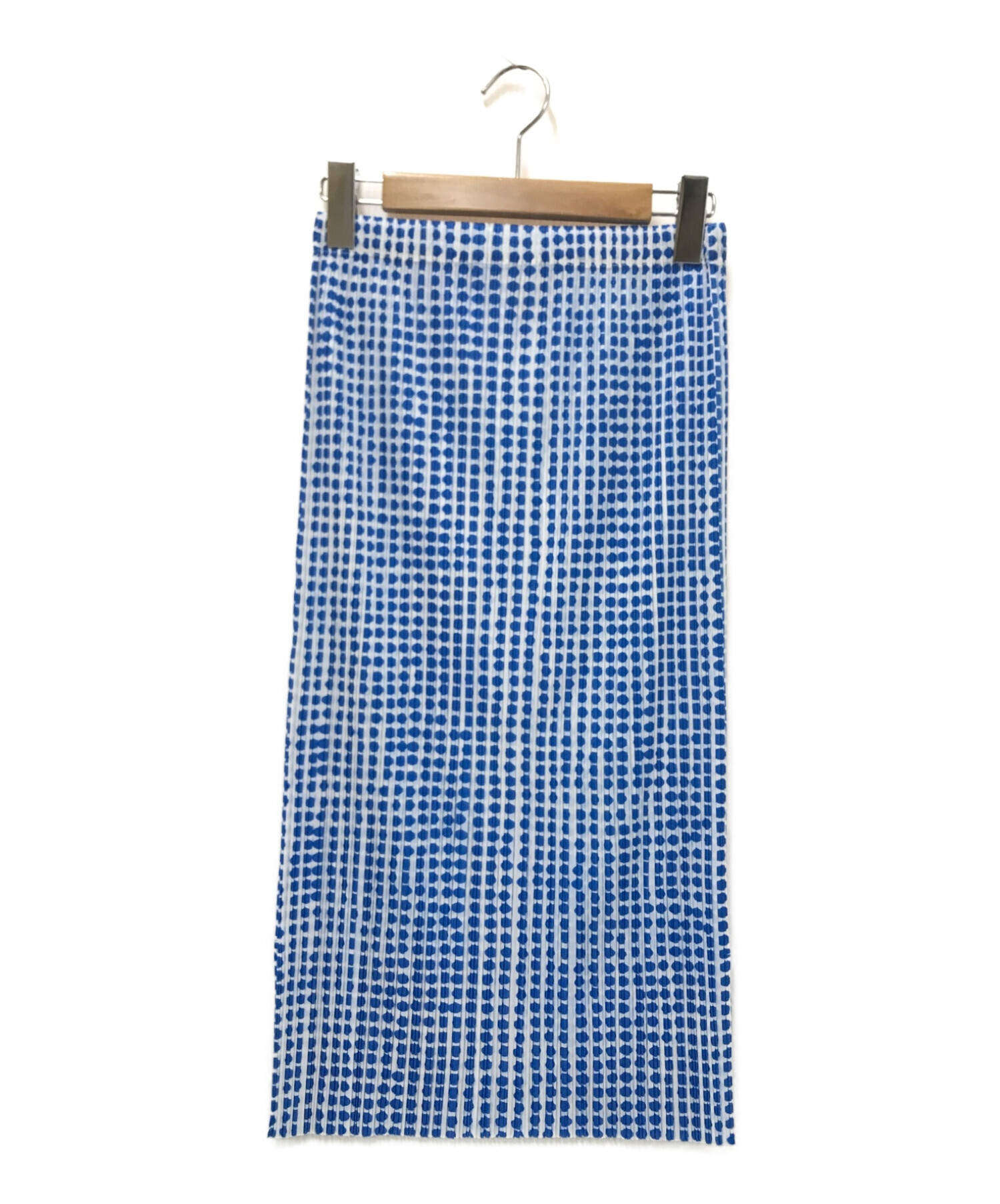 PLEATS PLEASE (プリーツプリーズ) ドットプリントスカート ブルー サイズ:2