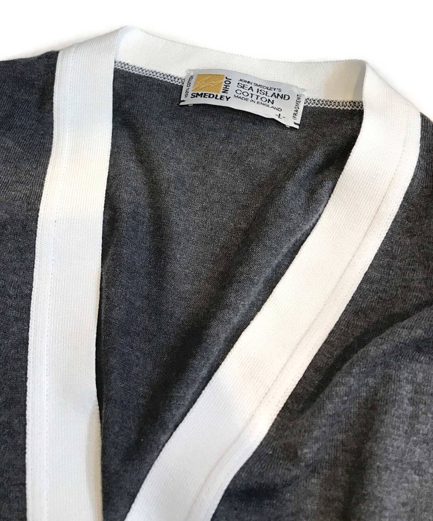 JOHN SMEDLEY (ジョンスメドレー) SEQUEL (シークエル) FRAGMENT DESIGN (フラグメント デザイン)  Vネックカーディガン グレー サイズ:L