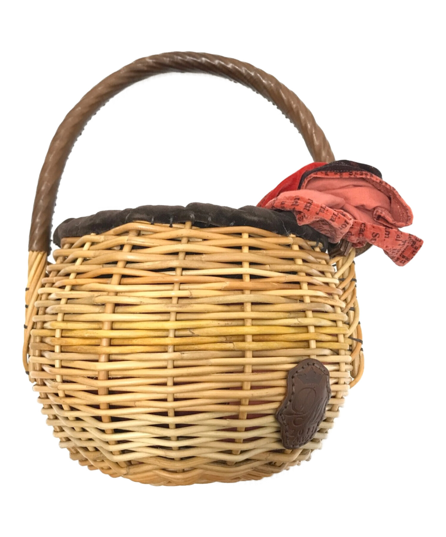レディースebagos　シェニール織り被せ付籐籠バッグ　数回使用