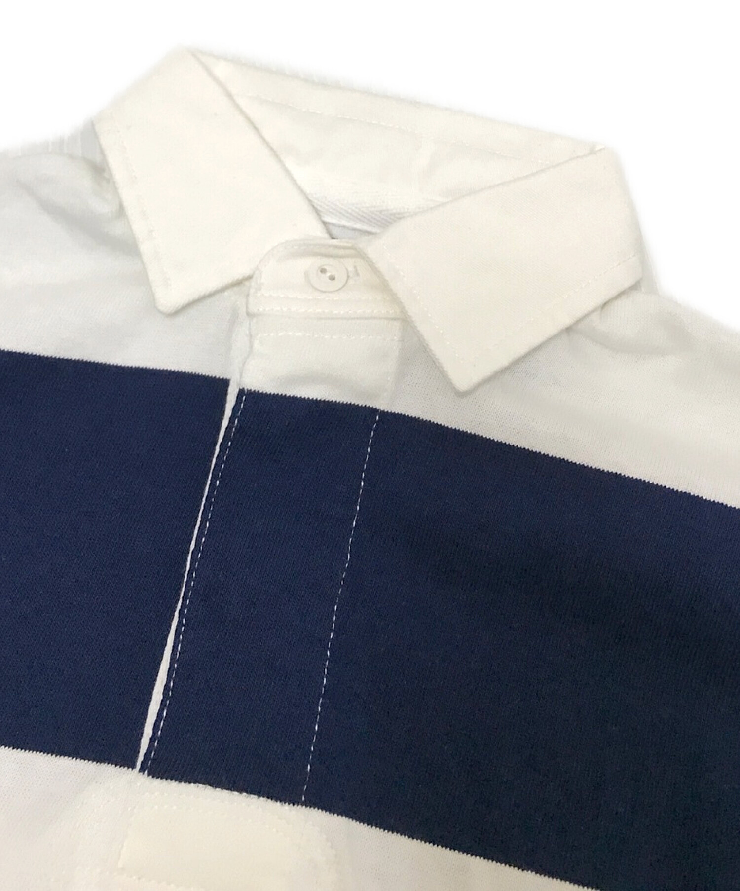 POLO RALPH LAUREN (ポロ・ラルフローレン) ラガーシャツ ホワイト×ネイビー サイズ:XS 未使用品