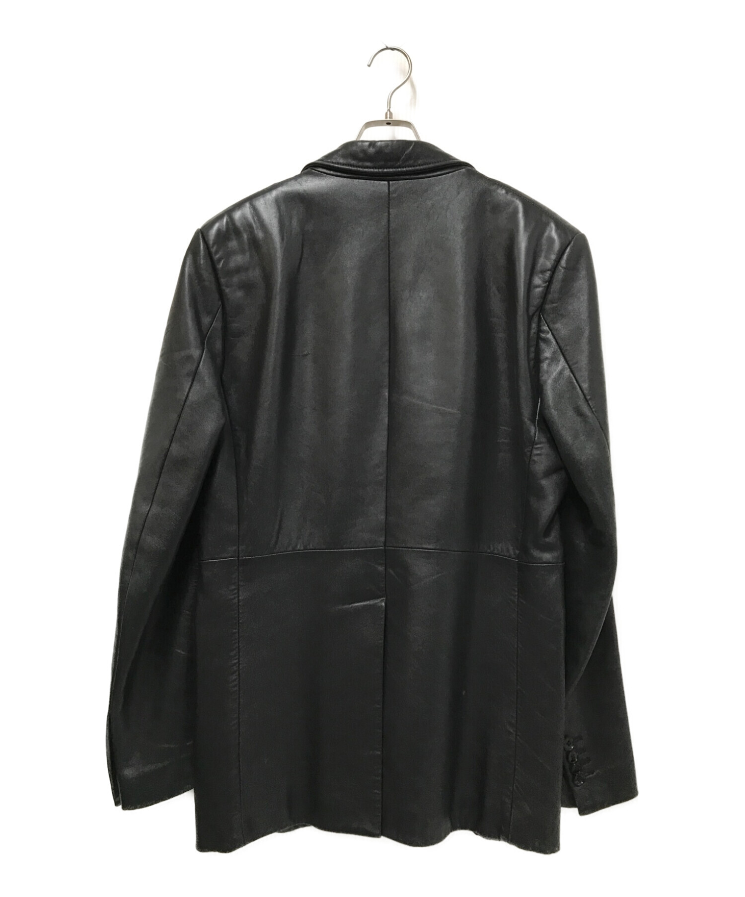 DOLCE & GABBANA (ドルチェ＆ガッバーナ) レザーテーラードジャケット ブラック サイズ:50