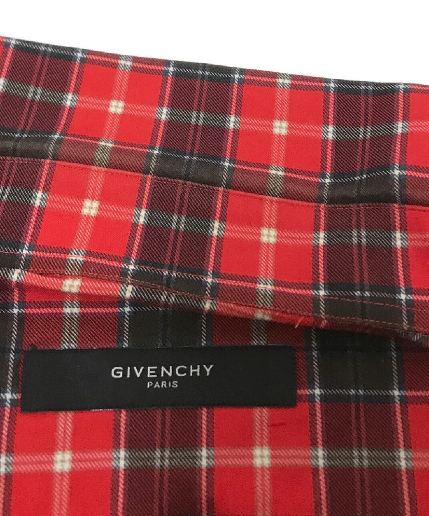 GIVENCHY (ジバンシィ) スタープリントチェックシャツ レッド×ブラック サイズ:40