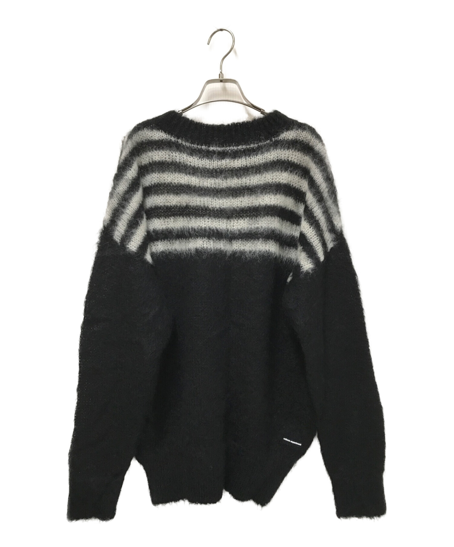 uniform experiment (ユニフォームエクスペリメント) MOHAIR PANELED BORDER CREWNECK KNIT  ホワイト×ブラック サイズ:2