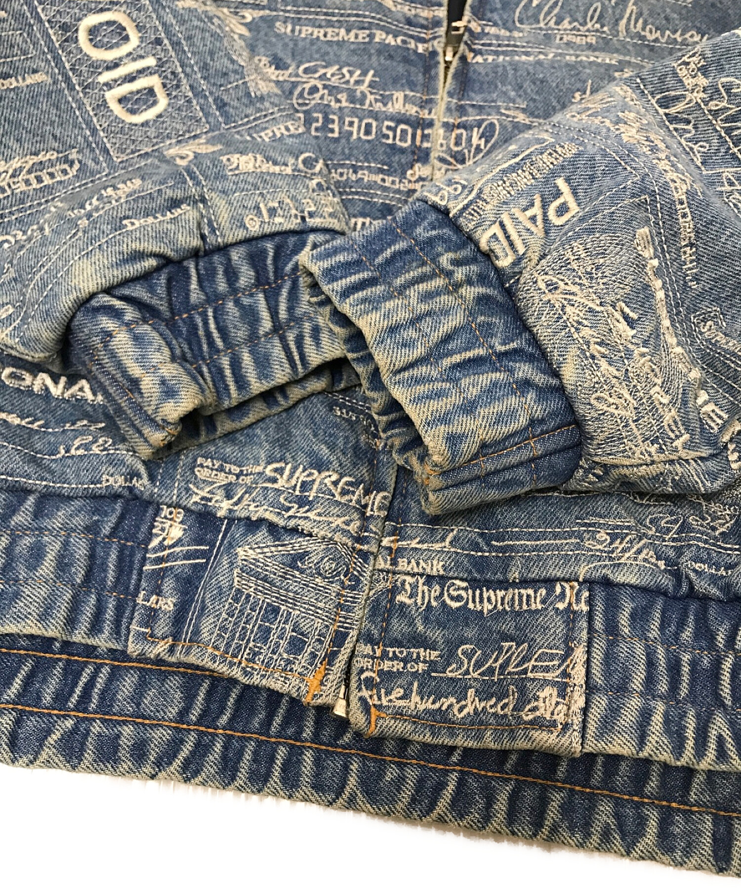 SUPREME (シュプリーム) Checks embroidered Denim jacket インディゴ サイズ:L