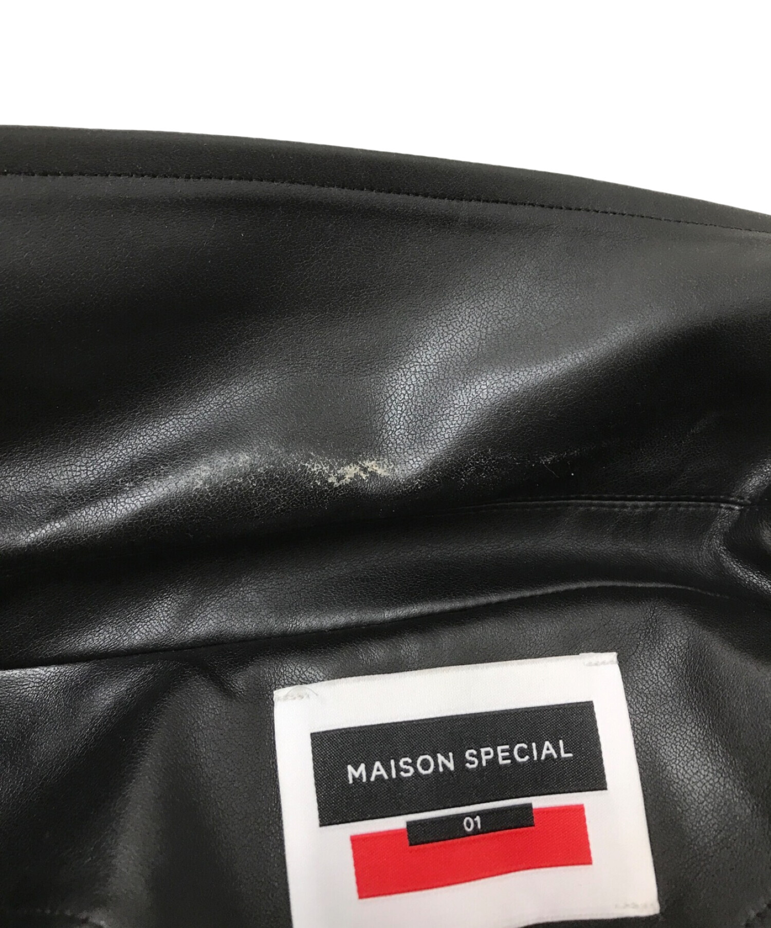 MAISON SPECIAL (メゾンスペシャル) フェイクレザー切替ジャケット ブラック サイズ:01