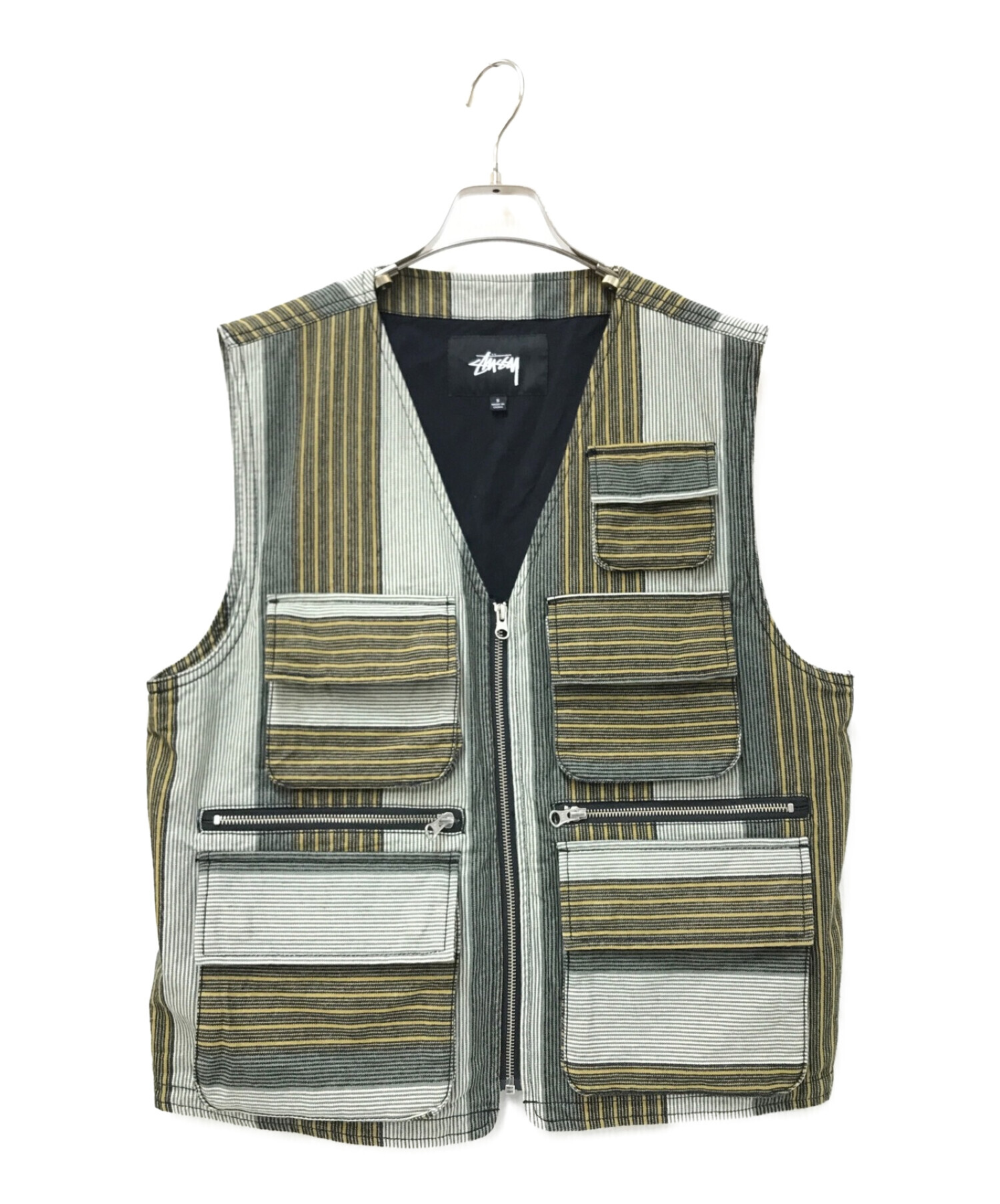 中古・古着通販】stussy (ステューシー) STRIPE CARGO VEST ベージュ