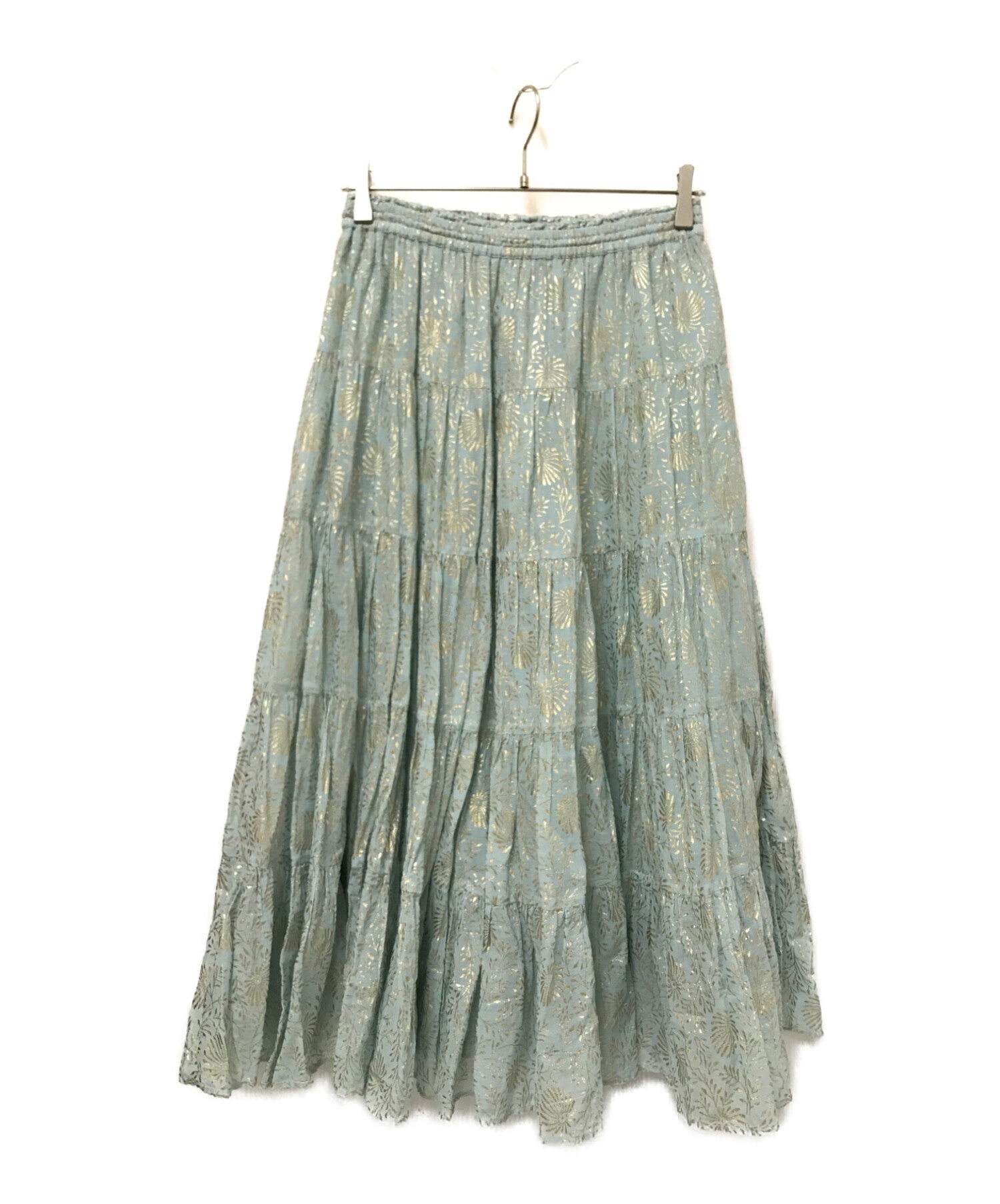 ne quittez pas (ヌキテパ) GOLD FLOWER PRINT SKIRT ブルー サイズ:S