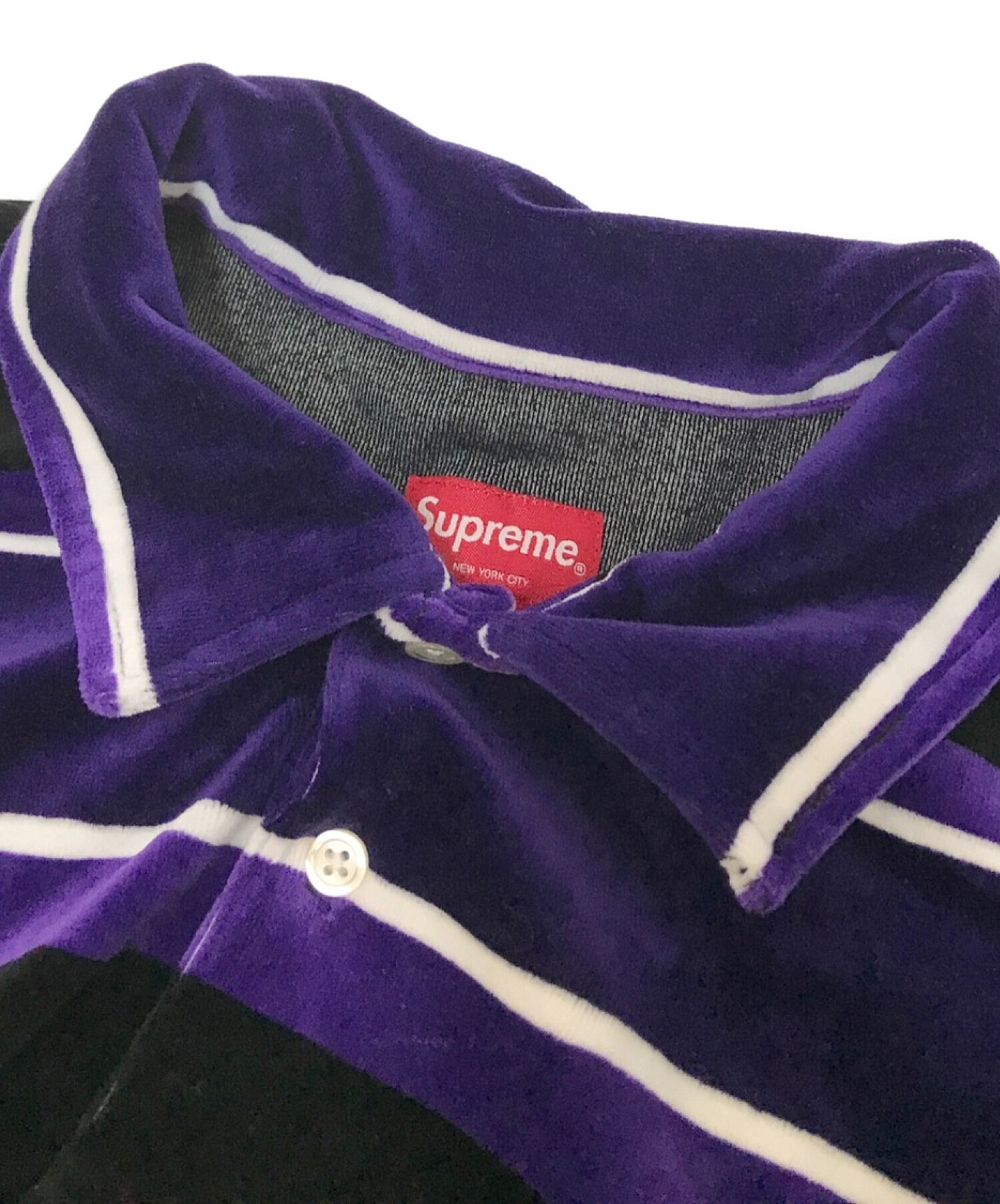 中古・古着通販】SUPREME (シュプリーム) Stripe Velour Polo パープル サイズ:M｜ブランド・古着通販  トレファク公式【TREFAC FASHION】スマホサイト