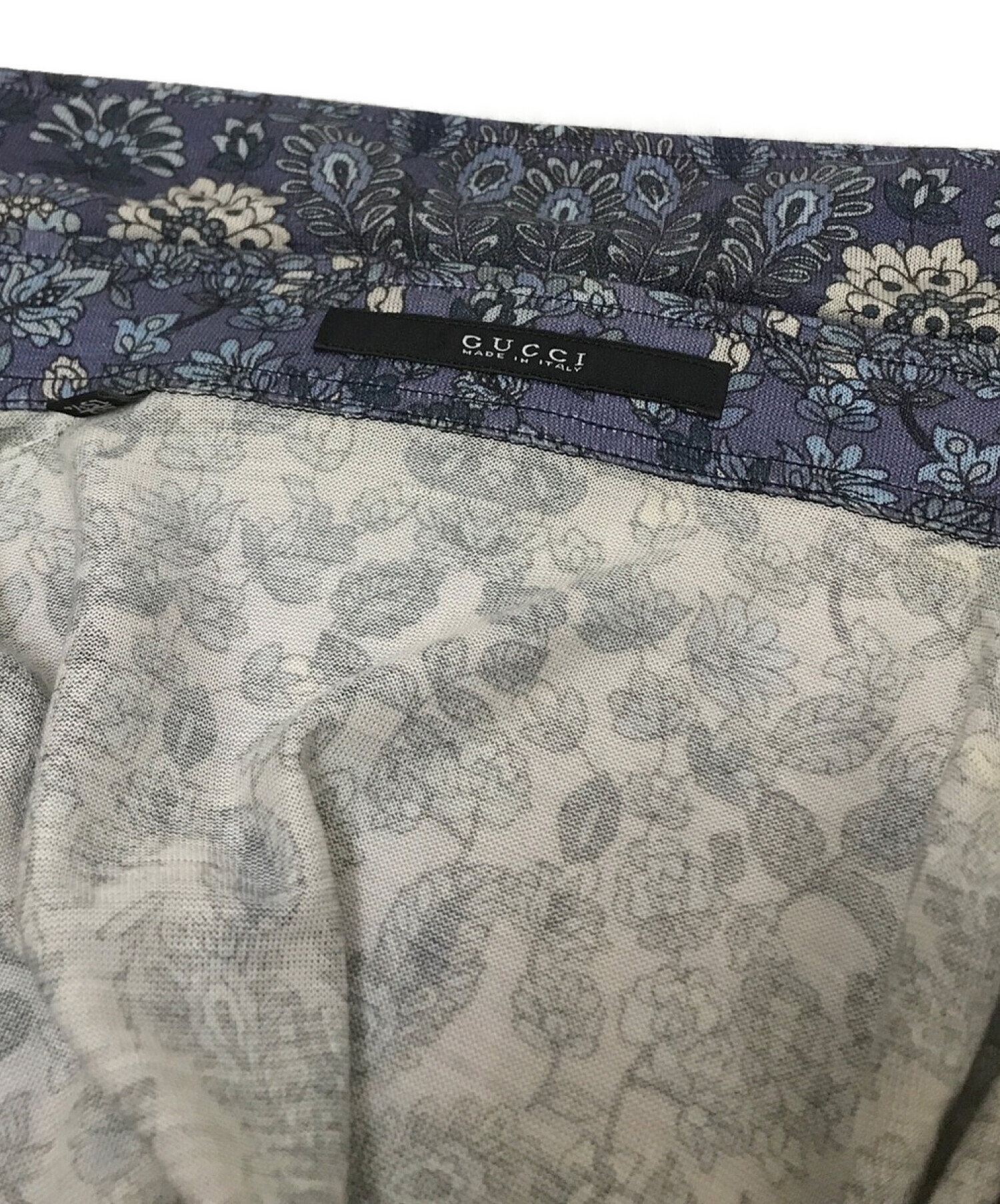 中古・古着通販】GUCCI (グッチ) シルク混総柄シャツ ブルー サイズ:40