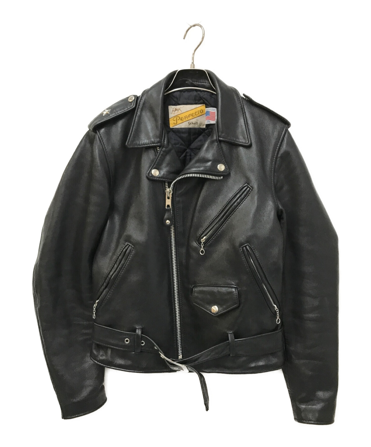 21,600円Schott   ショット　Leather Jacket 36 Black