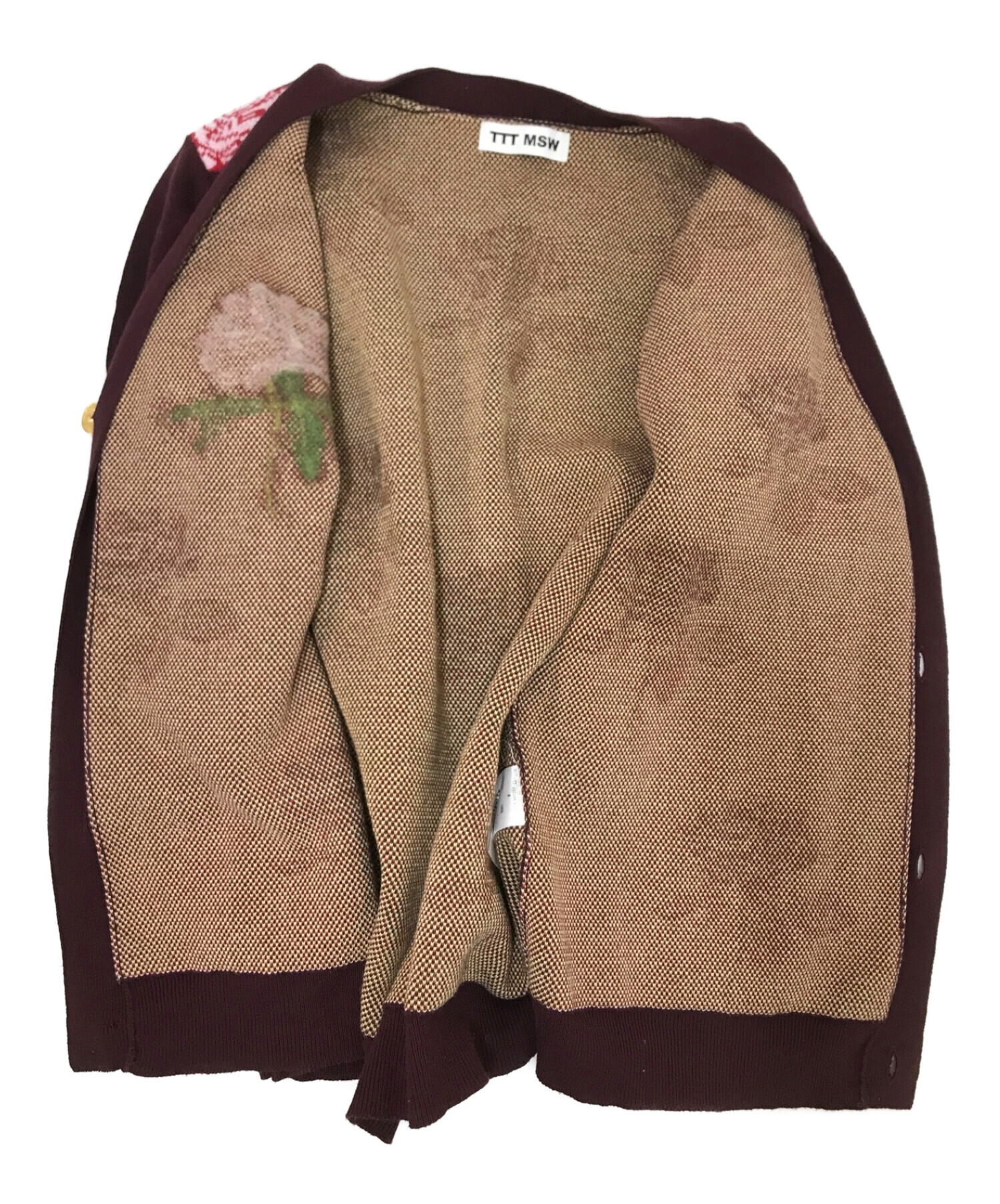 中古・古着通販】TTT MSW (ティー) 22AW Rose Jacquard Knit Cardigan ボルドー サイズ:M｜ブランド・古着通販  トレファク公式【TREFAC FASHION】スマホサイト