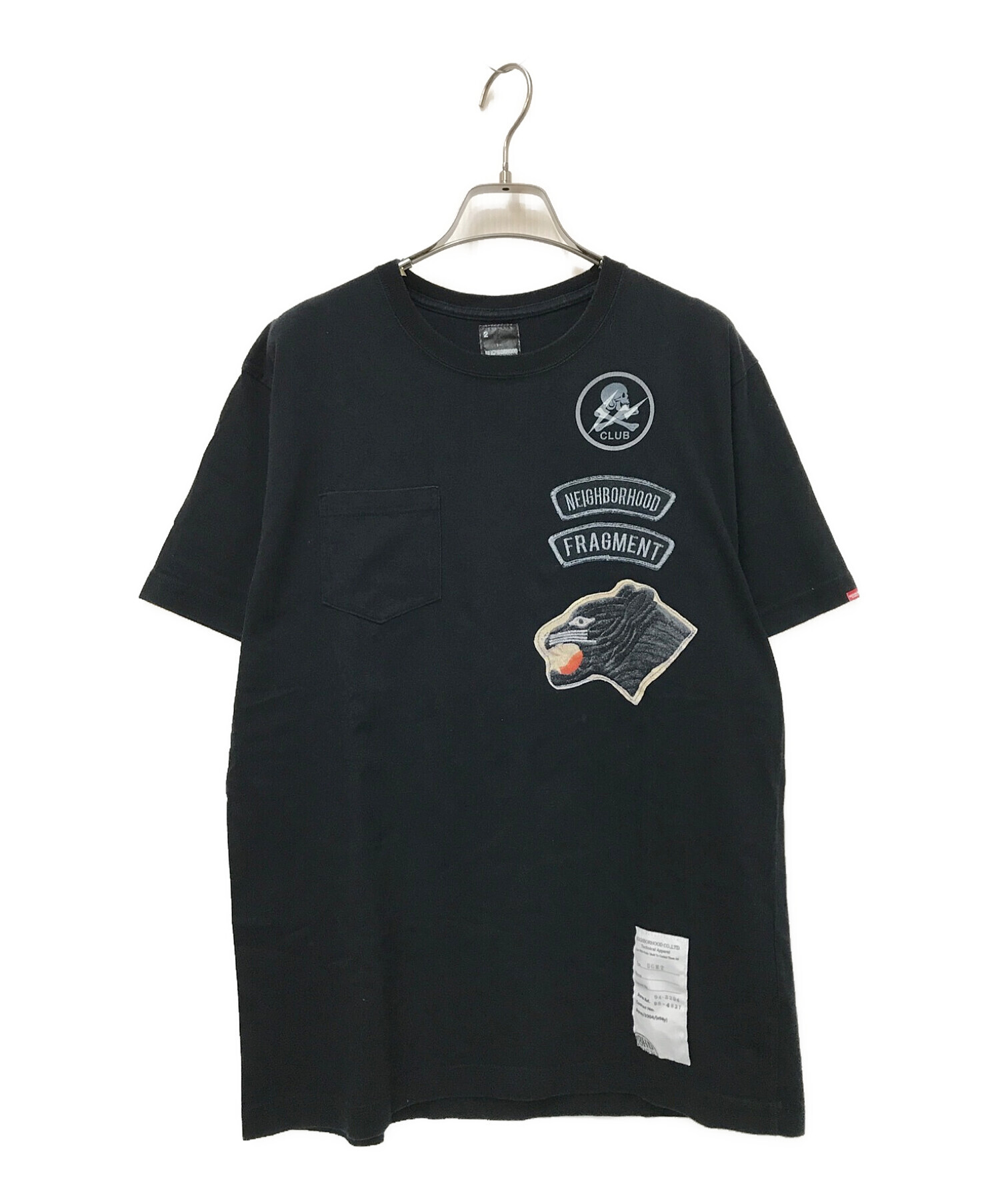 NEIGHBORHOOD (ネイバーフッド) FRAGMENTS (フラグメント) コラボプリントTシャツ ブラック サイズ:2