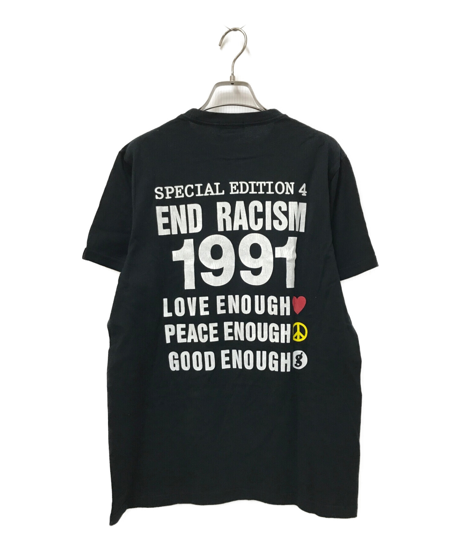 GOOD ENOUGH (グッドイナフ) 復刻 END RACISMプリントTシャツ ブラック サイズ:M