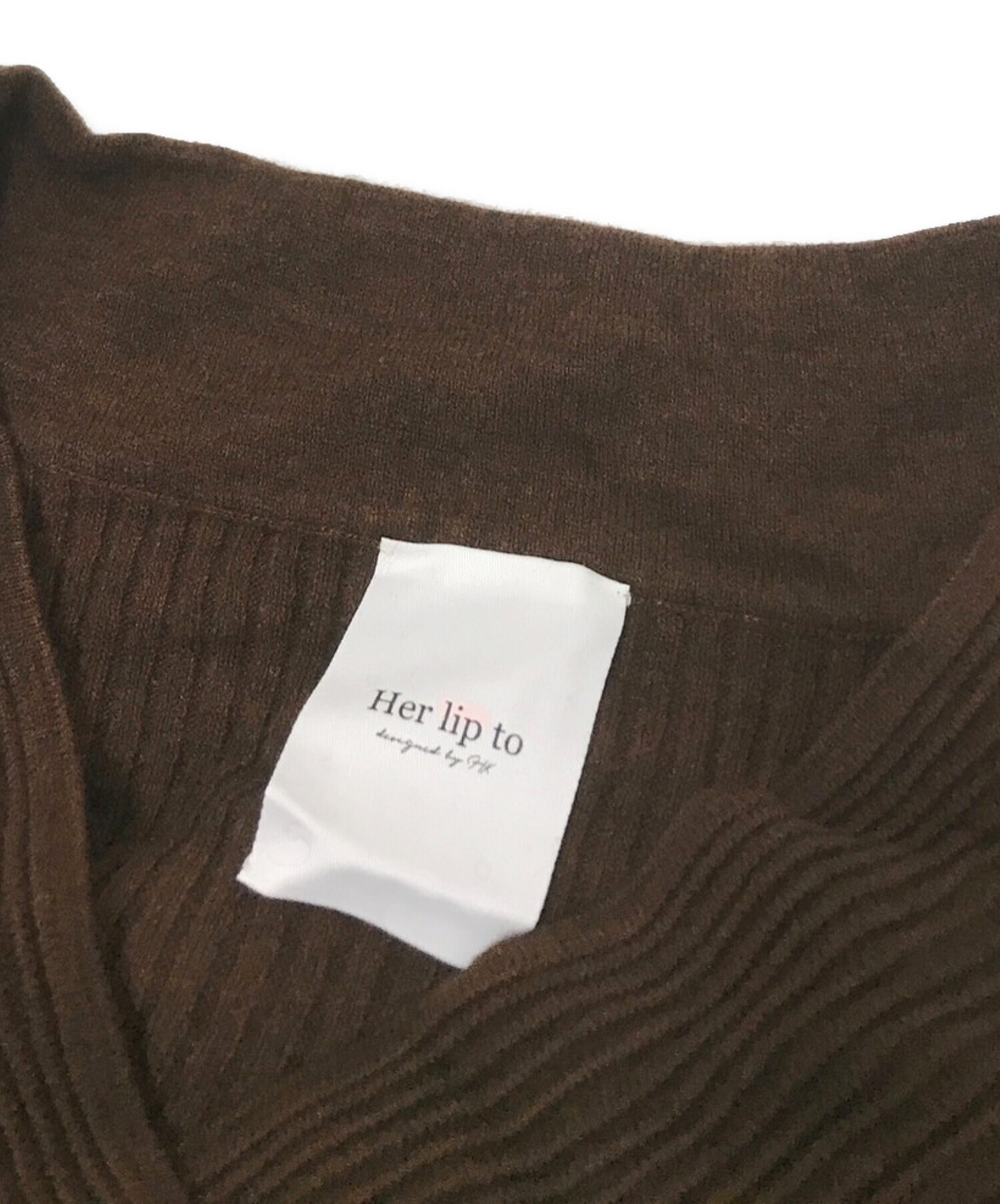 中古・古着通販】HER LIP TO (ハーリップトゥ) Wrap-Effect Knit Dress ブラウン サイズ:M｜ブランド・古着通販  トレファク公式【TREFAC FASHION】スマホサイト