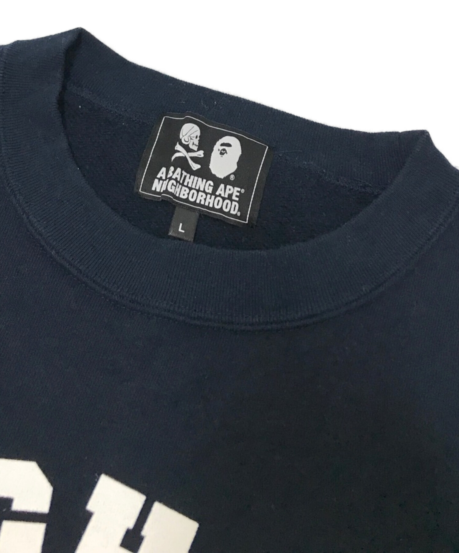 A BATHING APE (アベイシングエイプ) NEIGHBORHOOD (ネイバーフッド) コラボプリントスウェット ネイビー サイズ:L