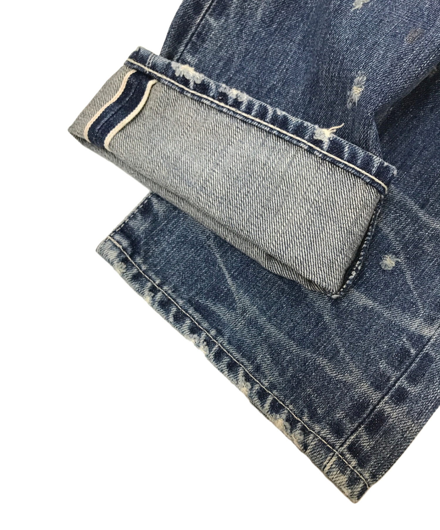 中古・古着通販】DENIM BY VANQUISH&FRAGMENT (デニムバイヴァンキッシュ&フラグメント) FRAGMENTS (フラグメント)  クラッシュデニムパンツ インディゴ サイズ:36｜ブランド・古着通販 トレファク公式【TREFAC FASHION】スマホサイト